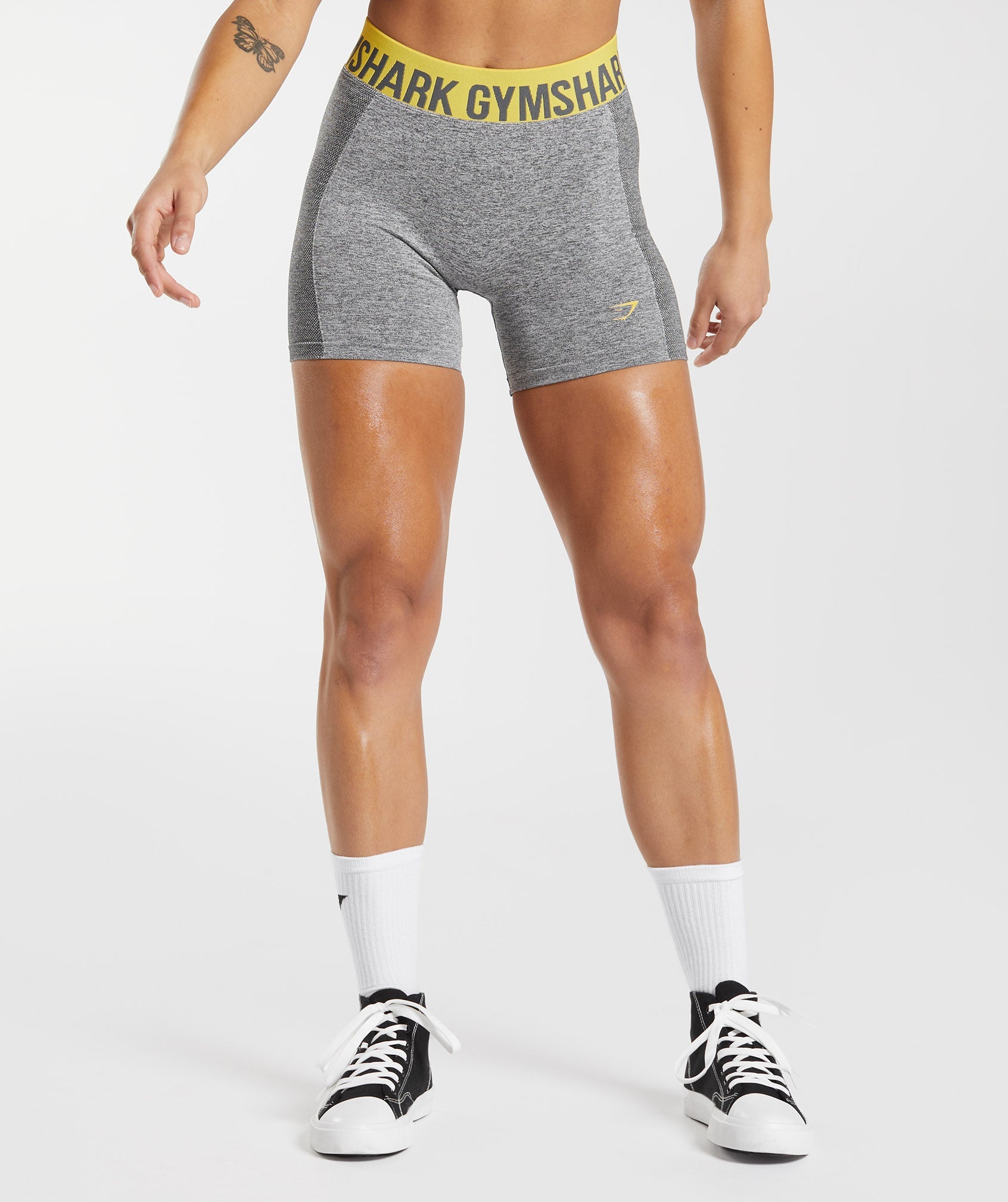 Gymshark Flex Shorts - Charcoal Grey/Medallion Yellow
