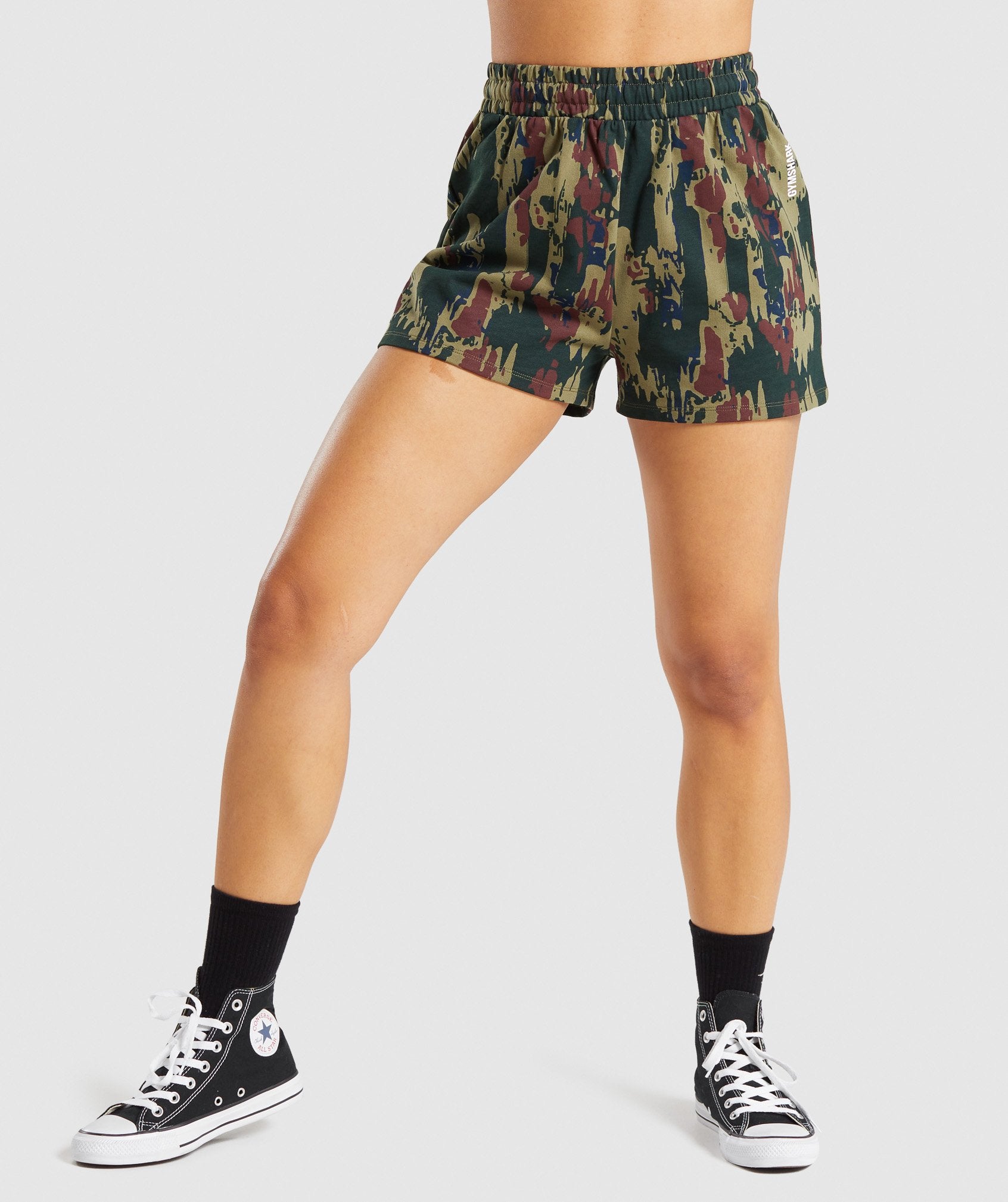 Gymshark Women's Training Shorts Size XS Graphic Army Camo Logo