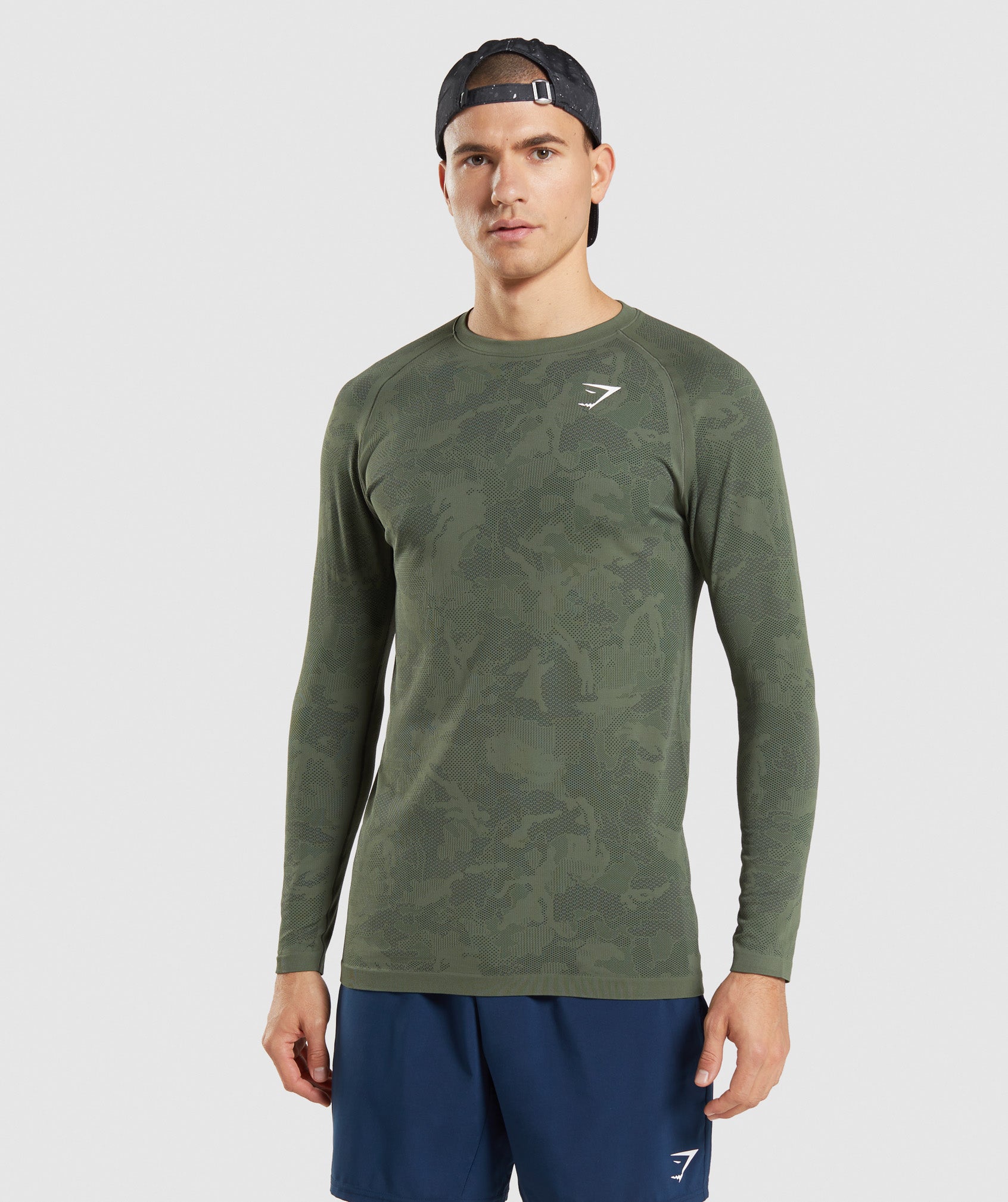 Gymshark Geo Seamless T-Shirt - Core Olive/Black