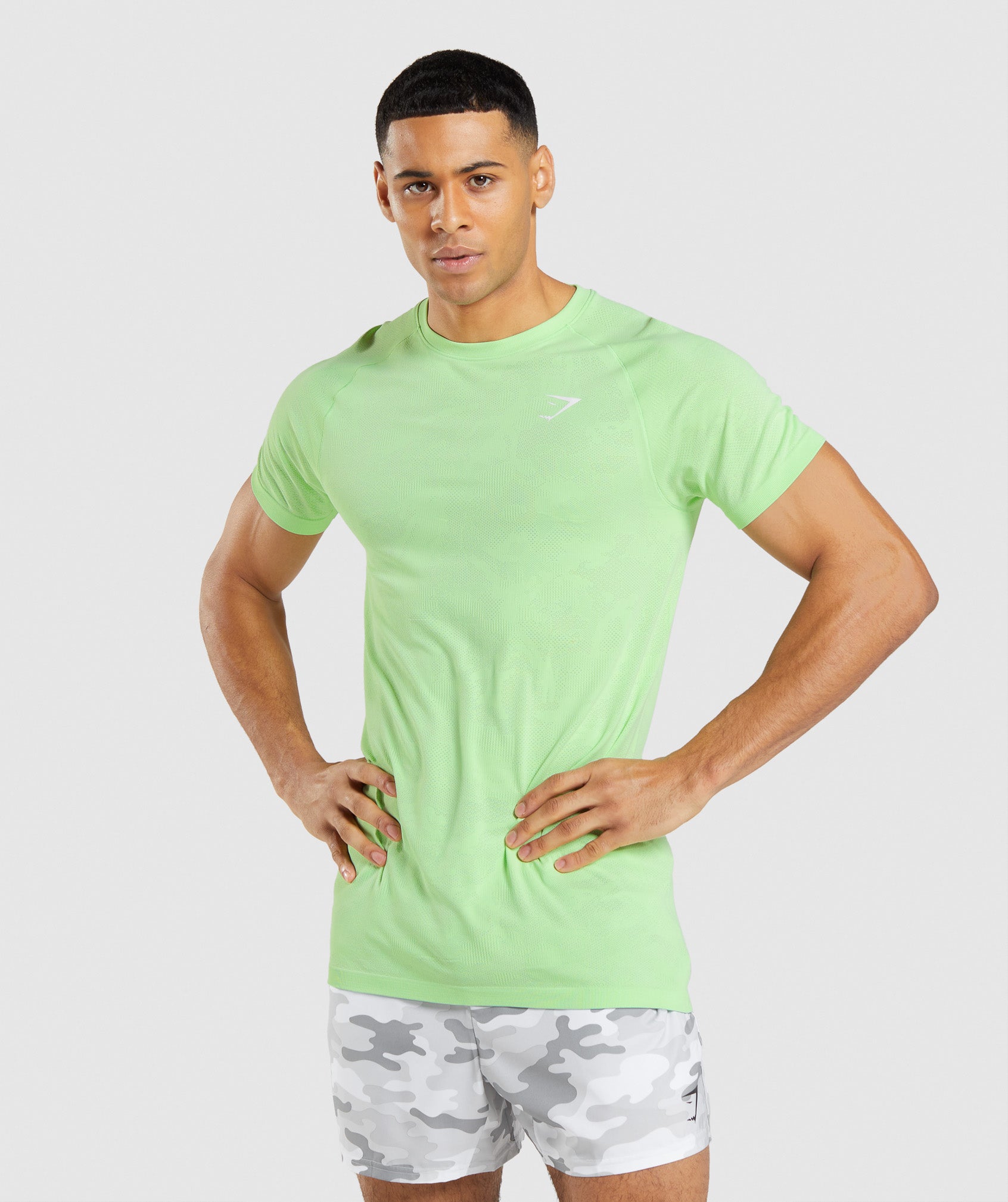 Gymshark Ribbed Cotton Seamless T-Shirt - Base Green