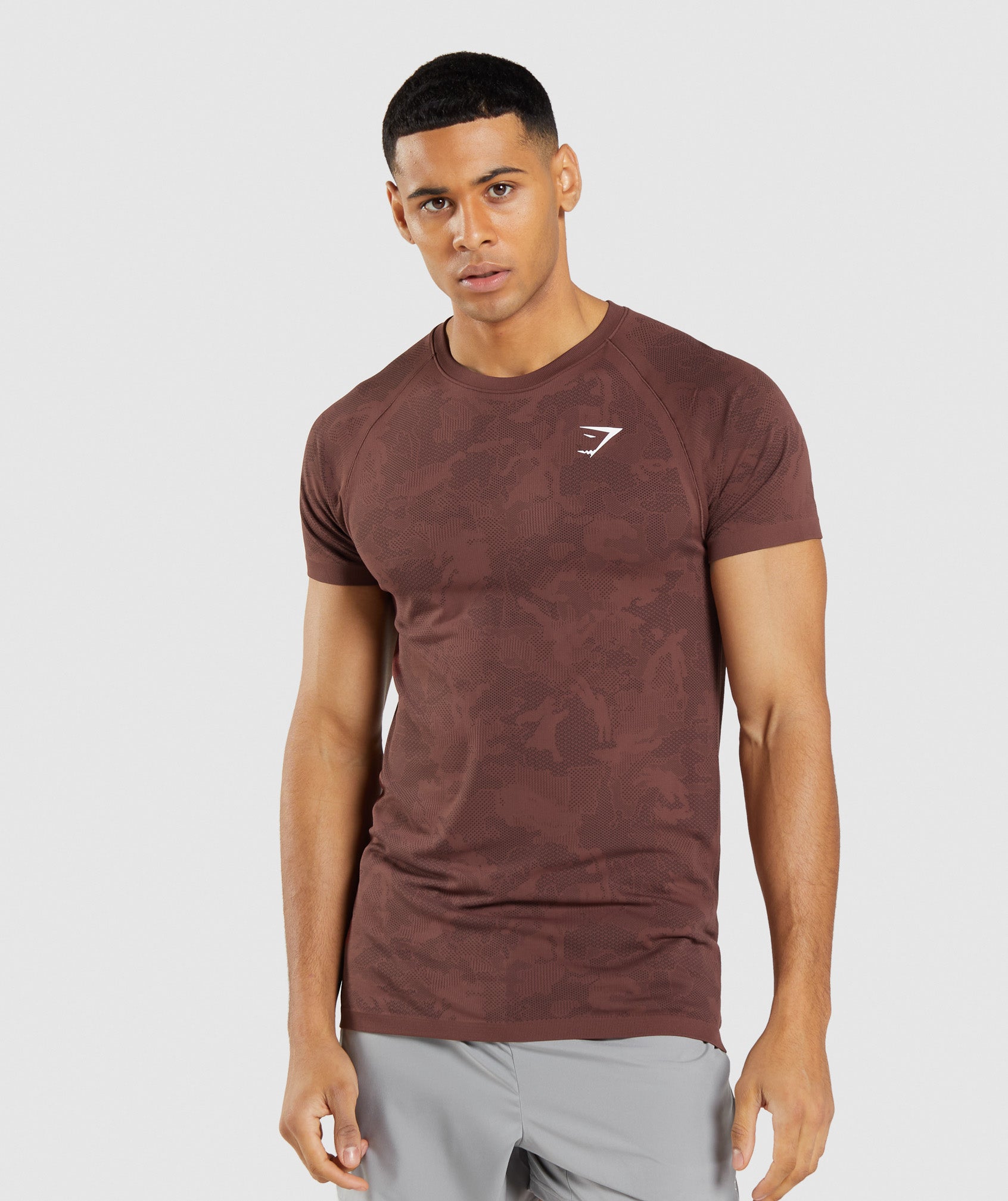 Gymshark Geo Seamless T-Shirt - Cherry Brown/Black
