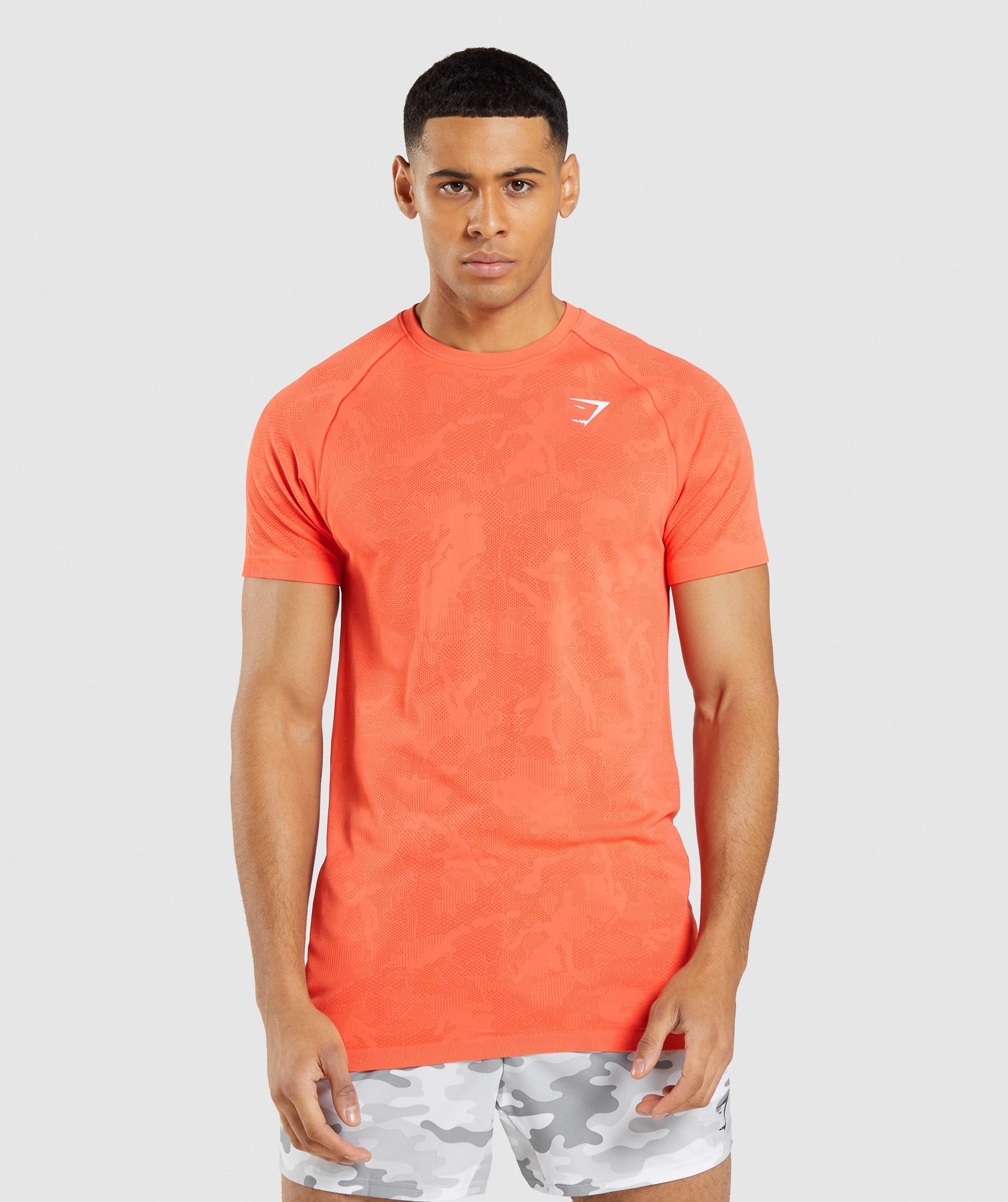 Gymshark Geo Seamless T-Shirt - Papaya Orange/Spicy Orange