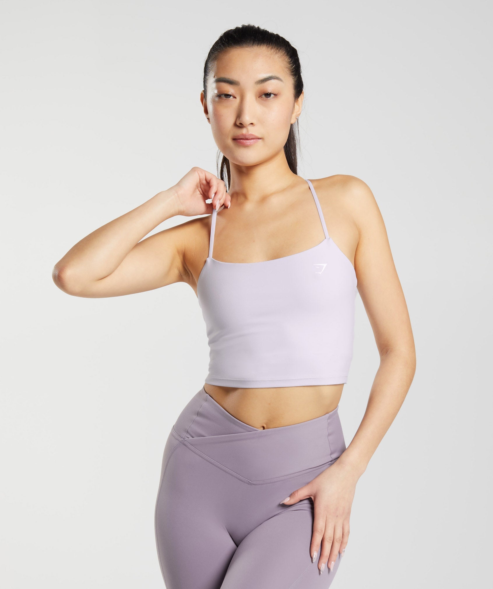 Modal Crop Cami with Lace Trim - Bright lilac