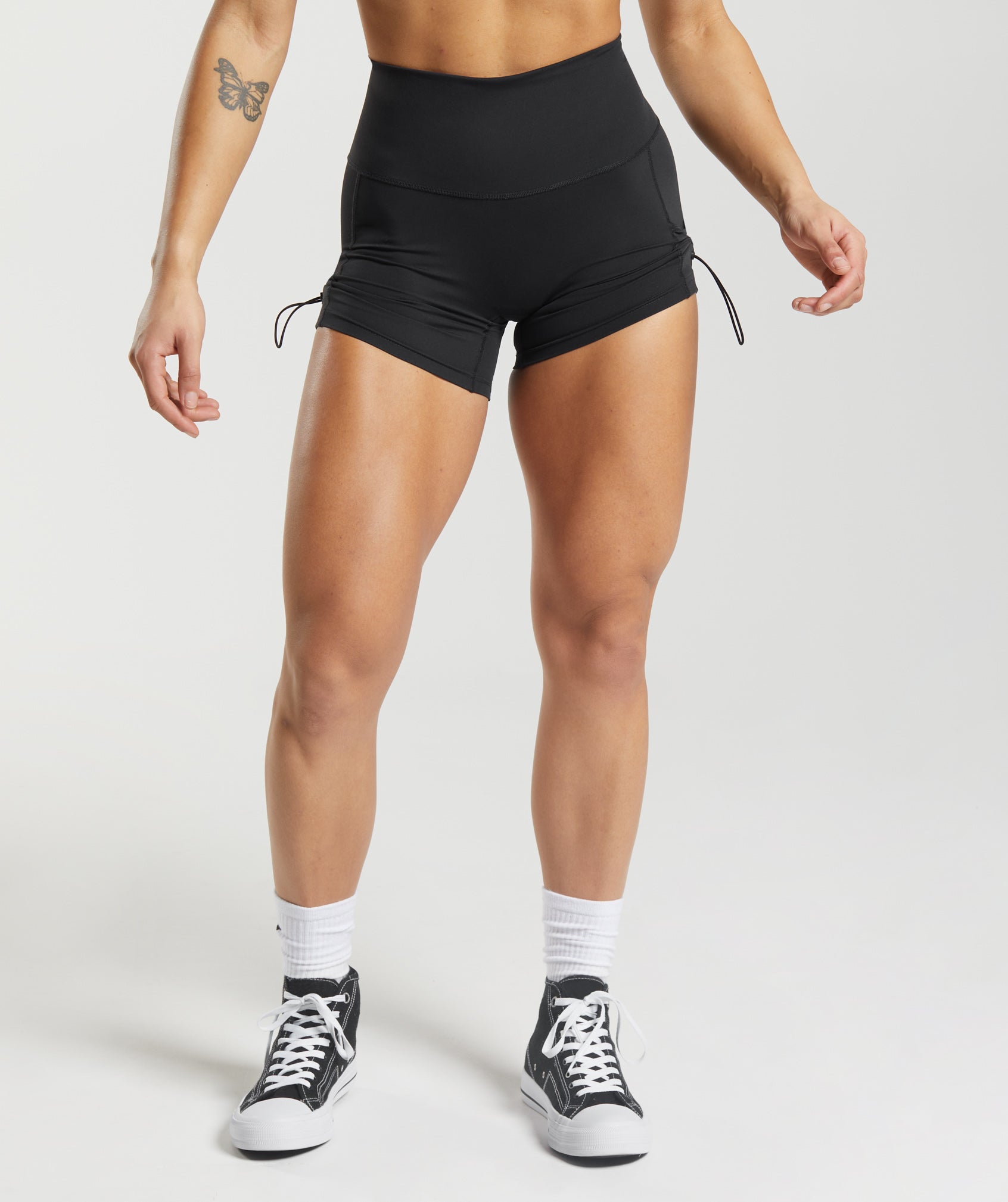 GYMSHARK Legacy Fitness XS Women Shorts Black Stretch Logo Sports