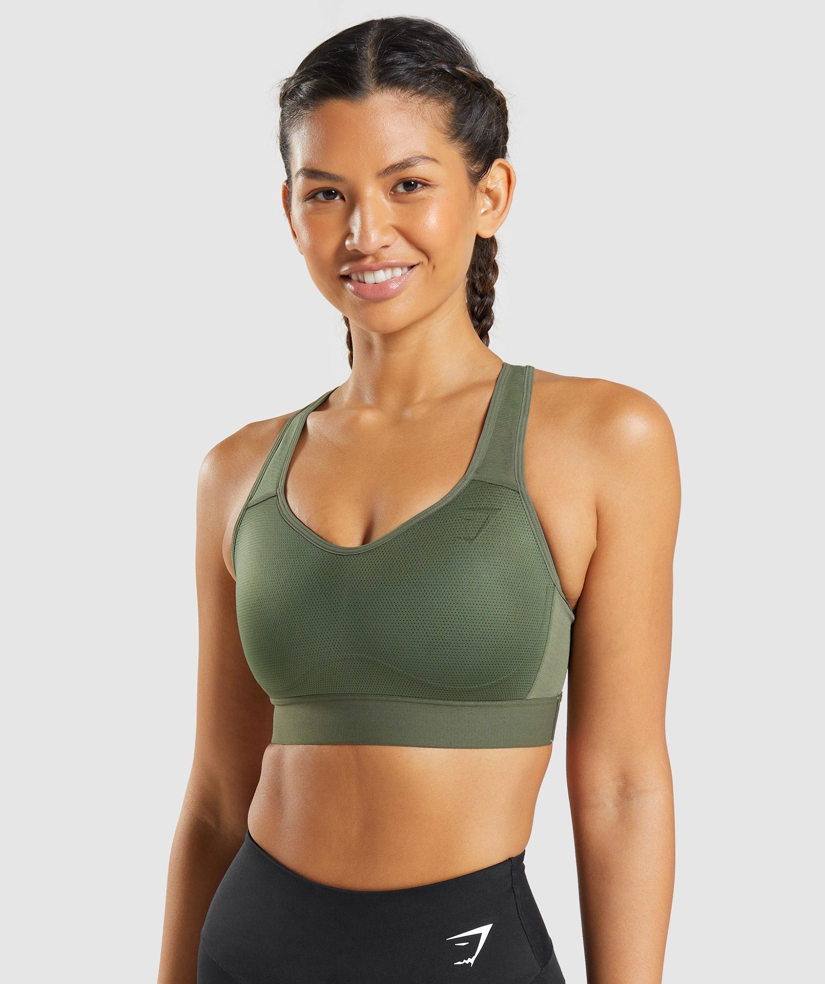 South Beach DOUBLE LAYER BRA - Medium support sports bra - olive