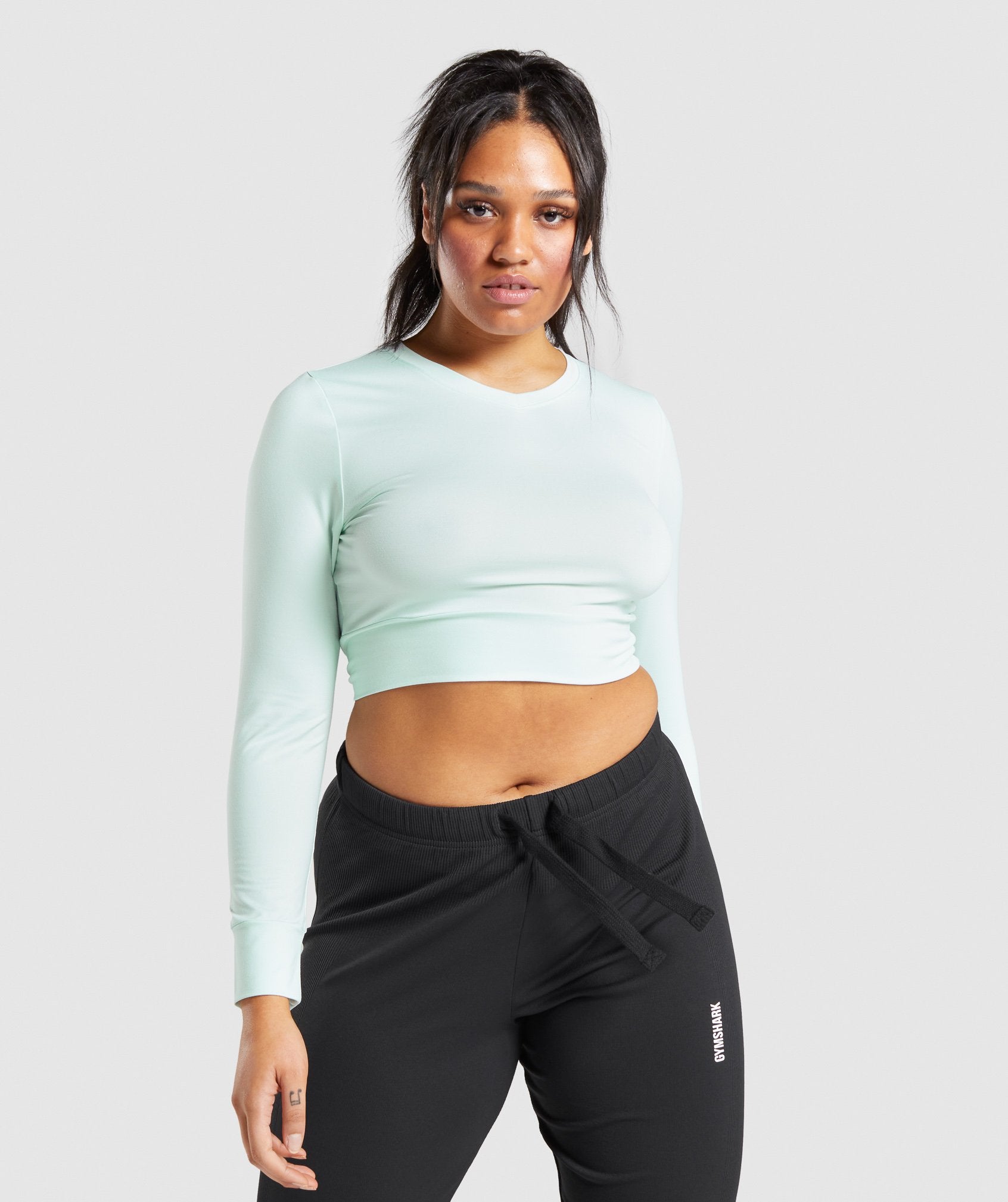 Gymshark Pause Open Back Long Sleeve Crop Top - Light Green