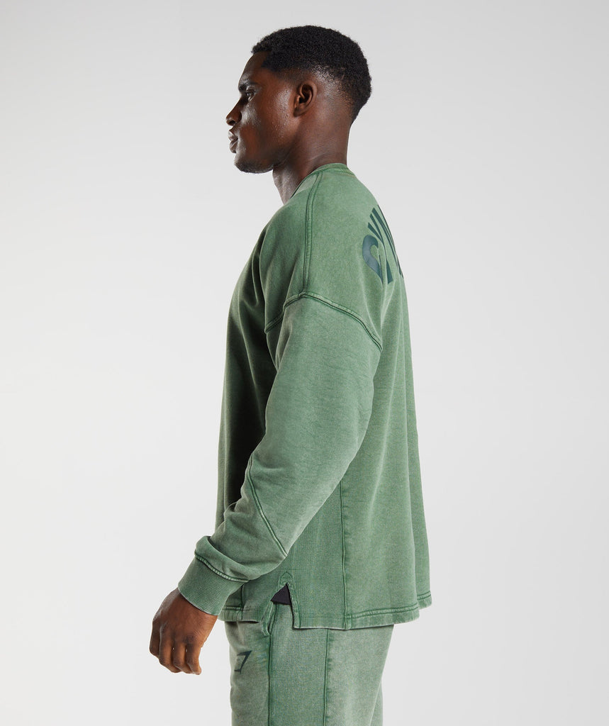 Gymshark Power Washed Crew - Iguana Green | Gymshark