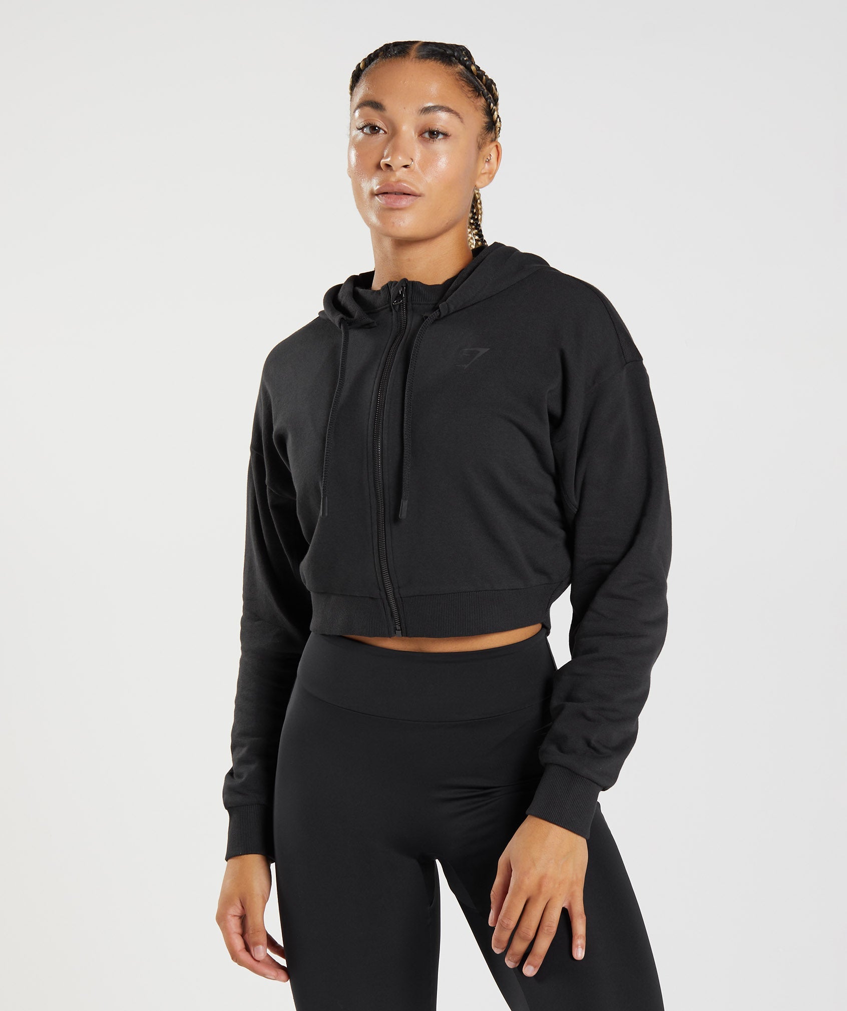 Buy Cropped Hoodie, BLACK