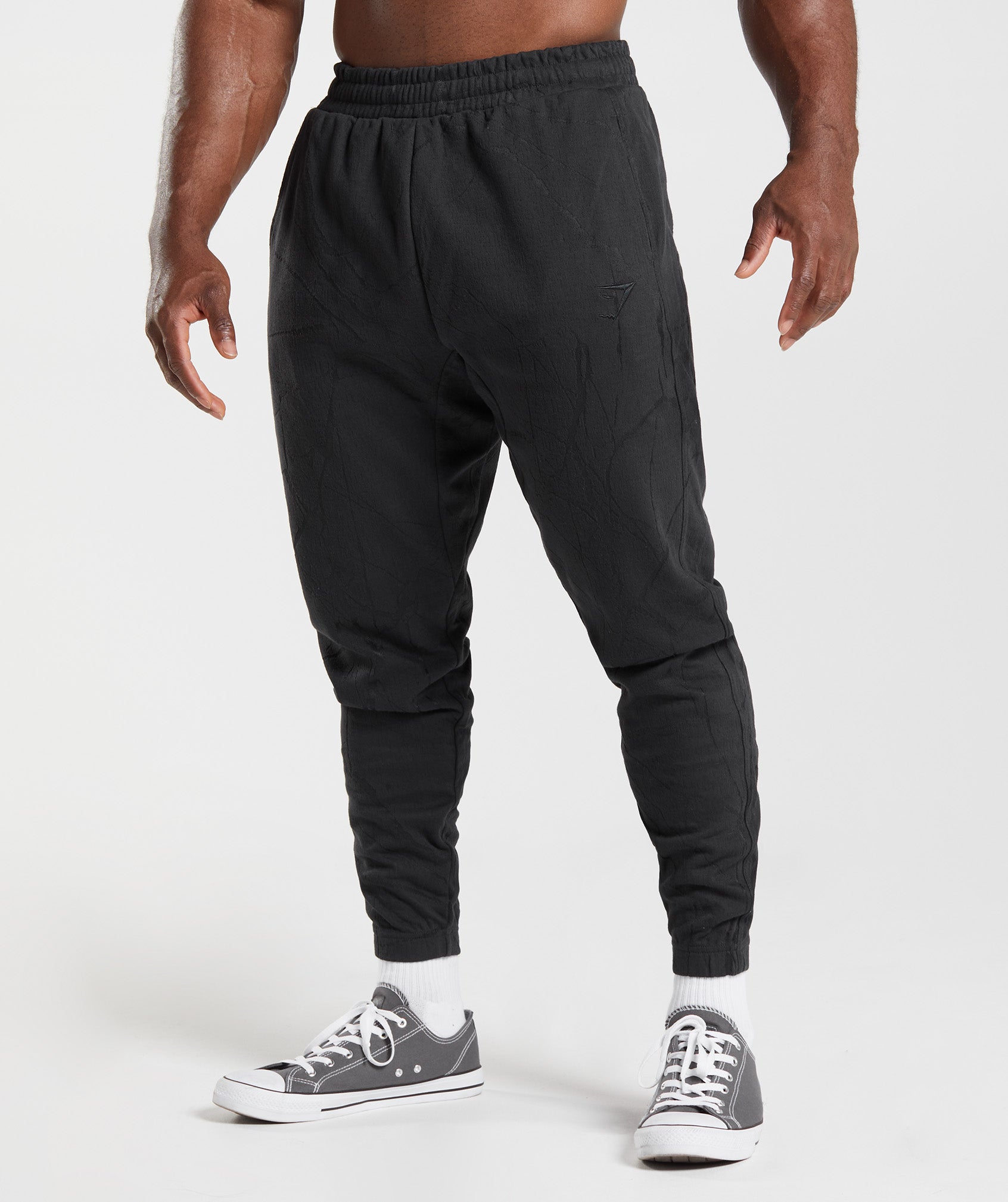 Gymshark Joggers Sweatpants, Men's Small Black, Ankle Zip & Pockets, Logo