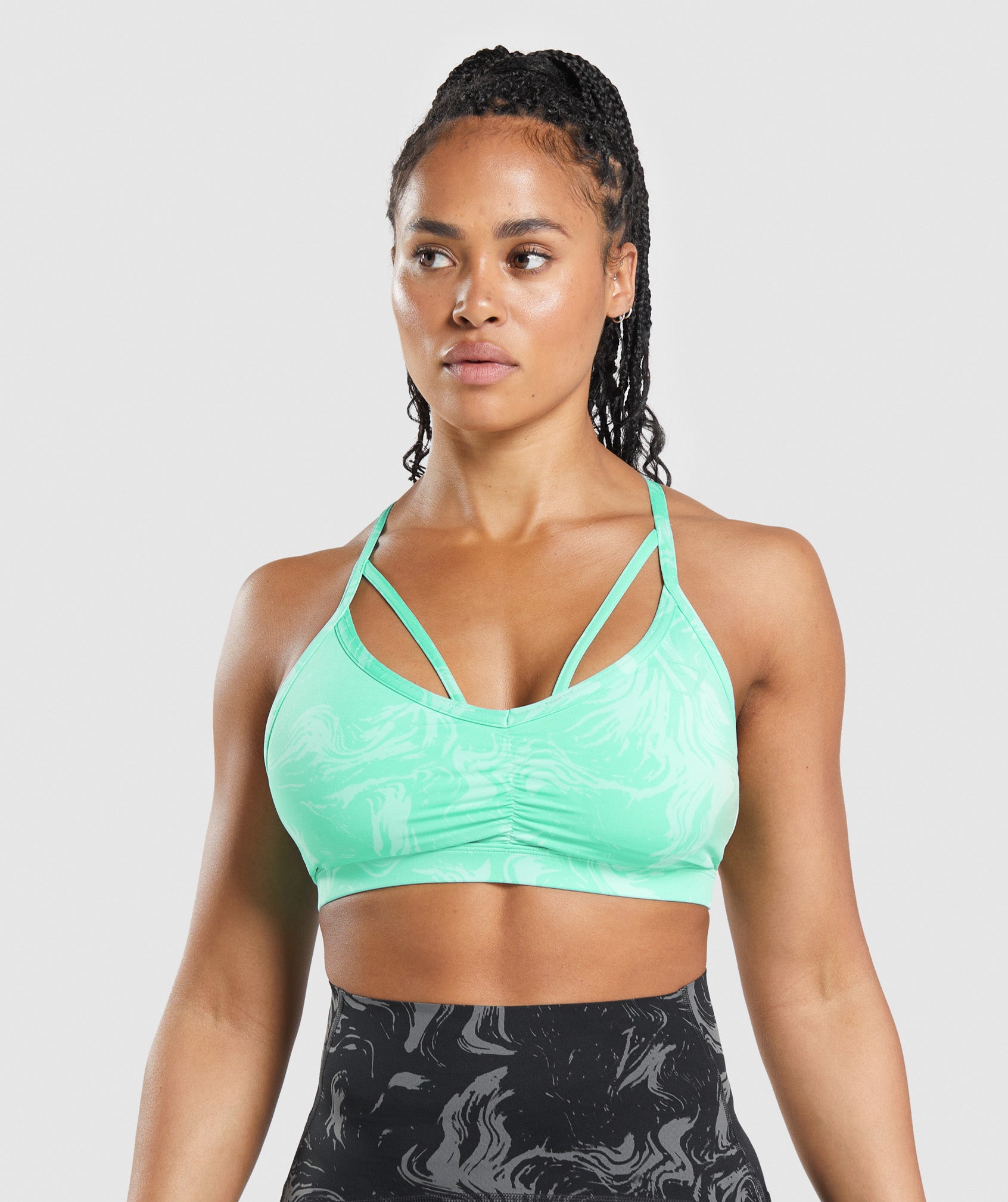 Gymshark Women's Medium Support Ruched Sports Bra LL7 Winter Teal Small NWT