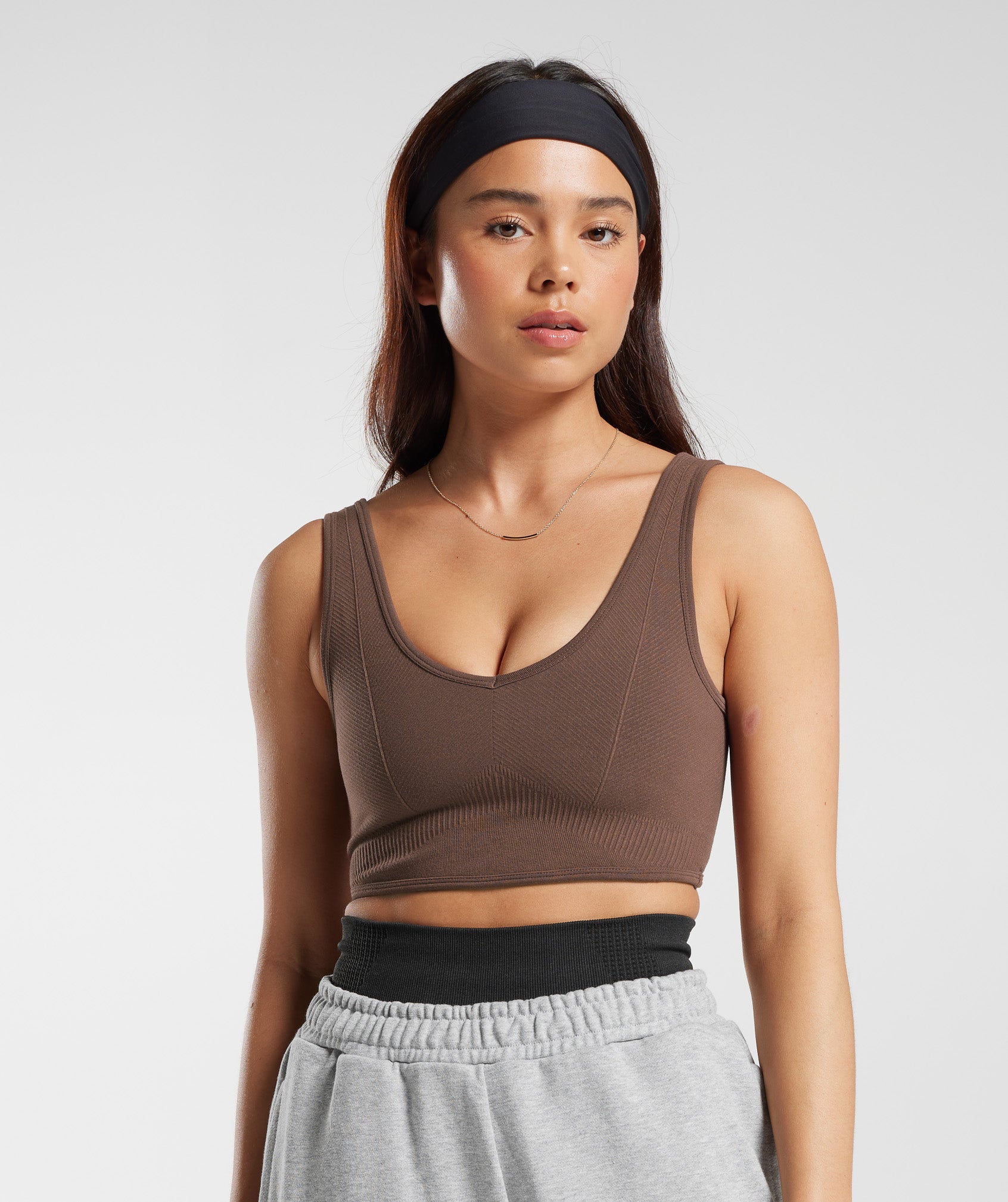 Gymshark Seamless Low Neck Bralette - Espresso Brown