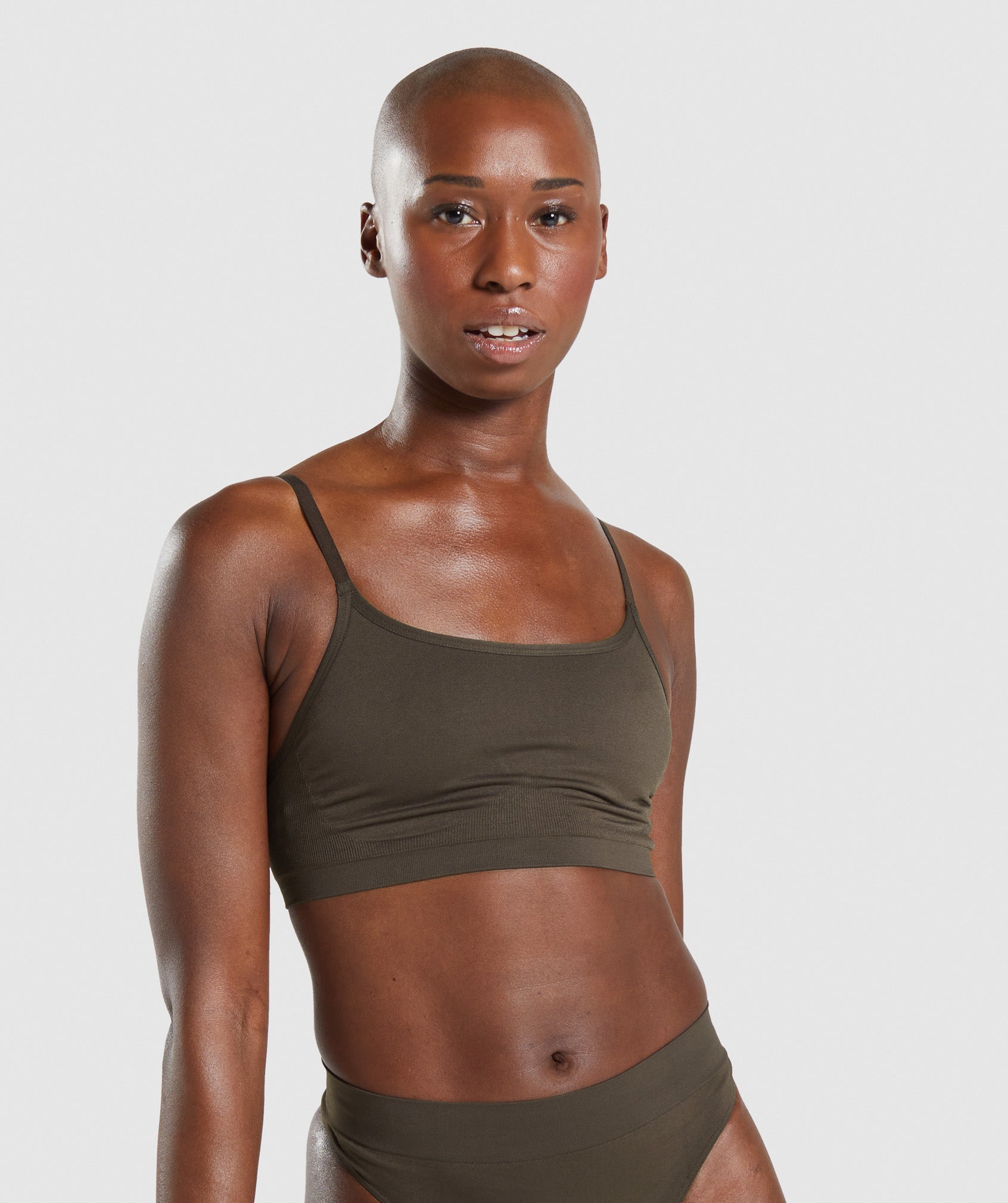 Seamless Scoop-Neck Bralette in Brown