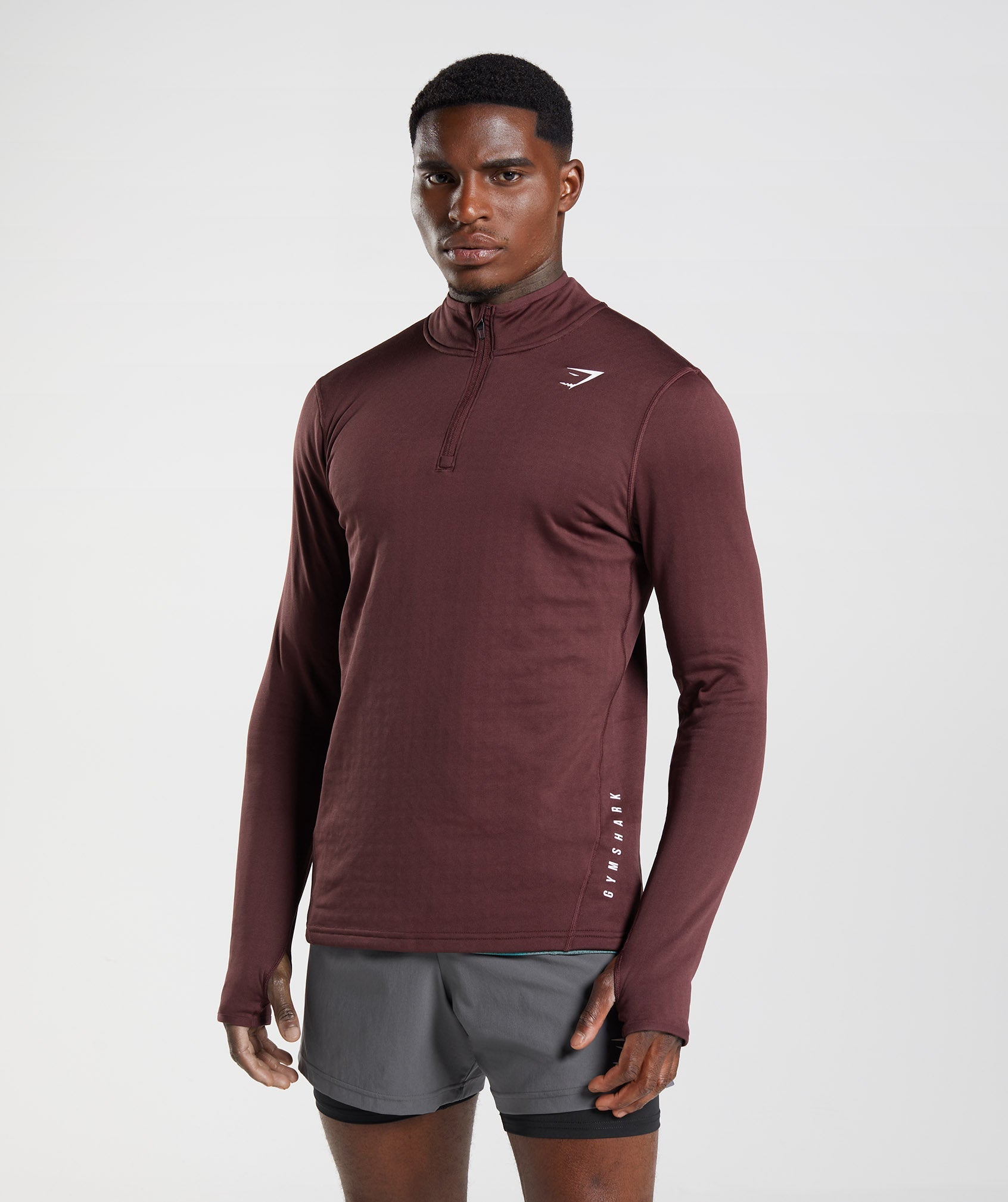 Gymshark Gymshark Vital Seamless 2.0 1/2 Zip - Baked Maroon Marl XS