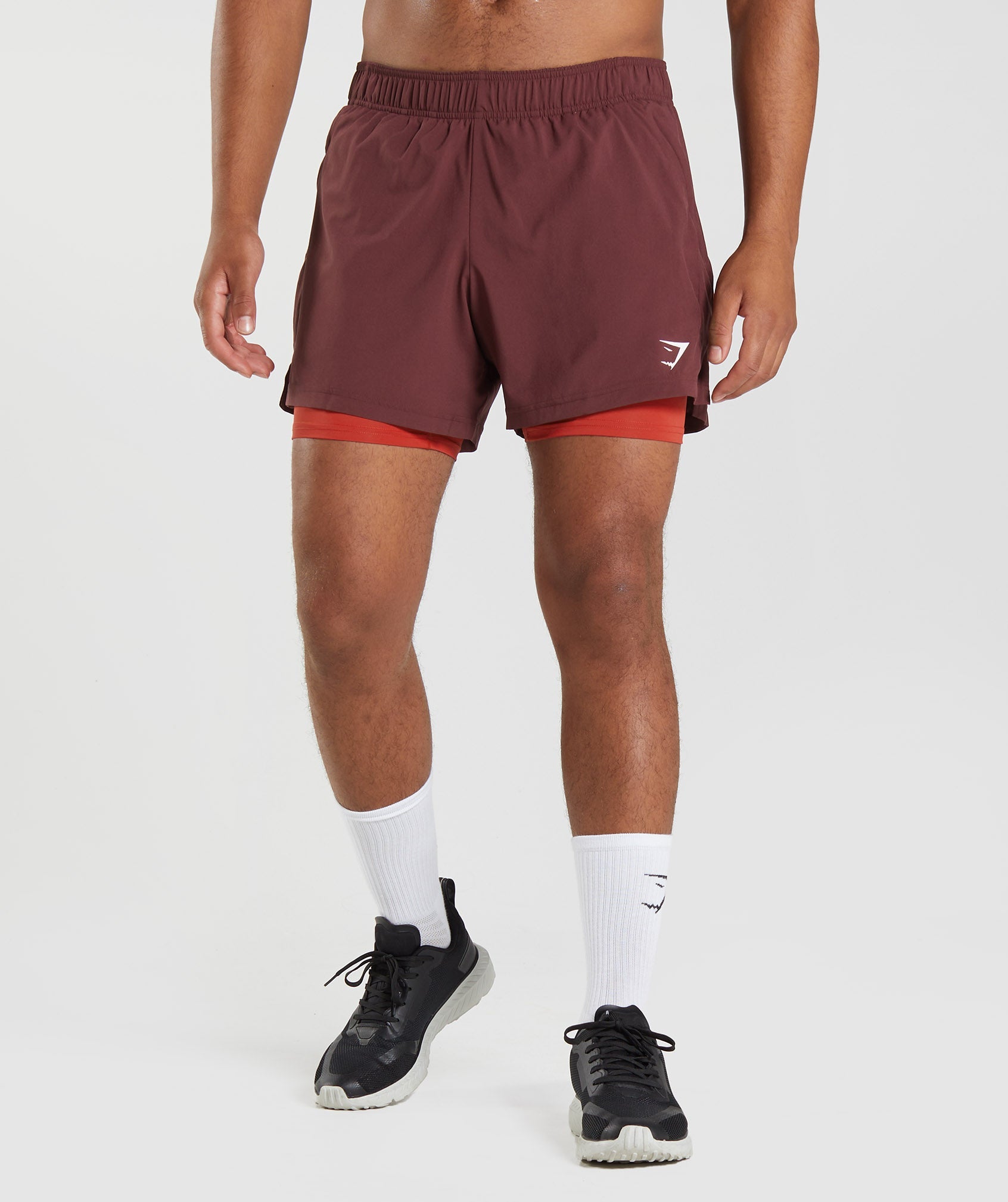 Gymshark Sport 5 2 In 1 Shorts - Baked Maroon/Salsa Red