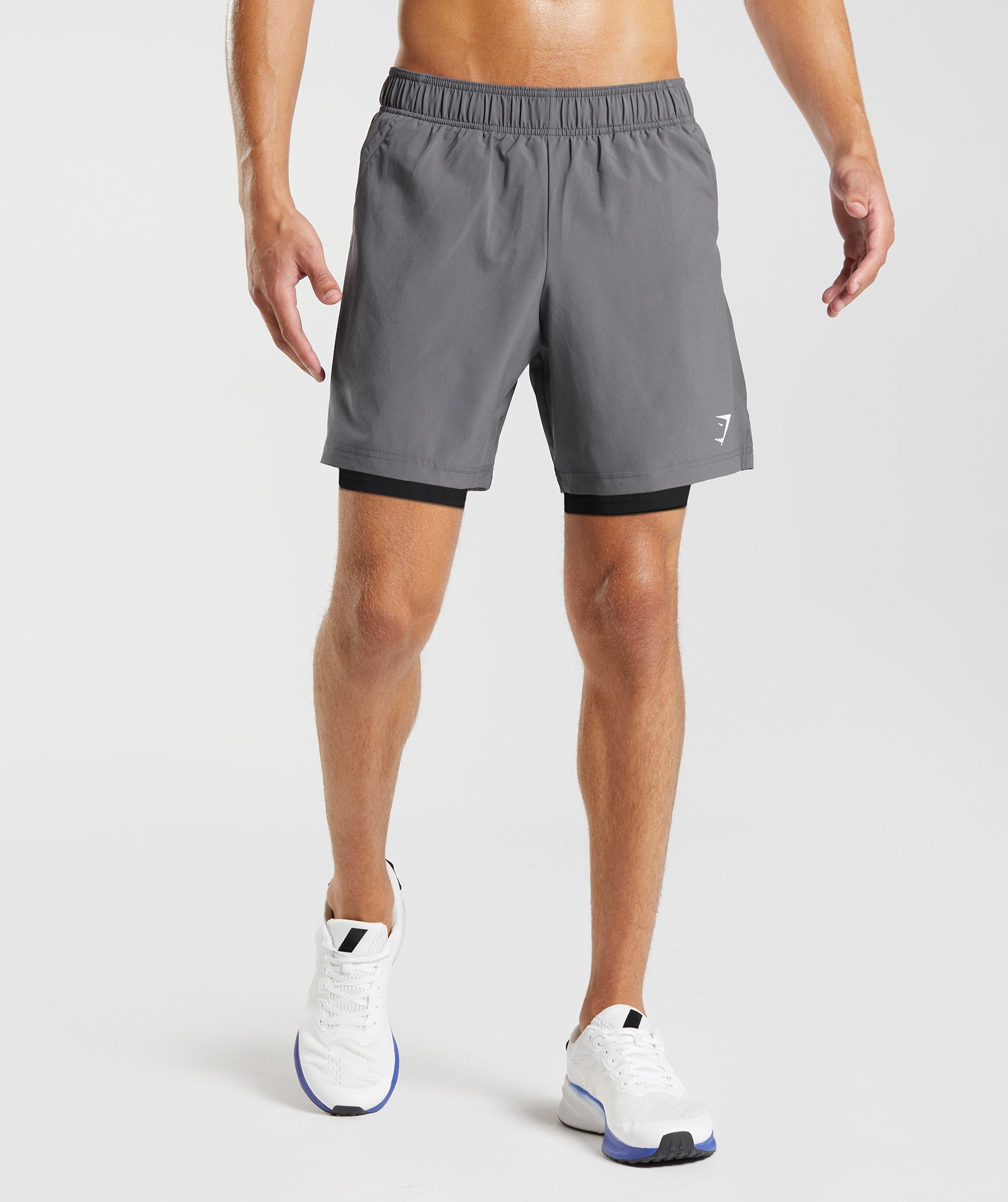 Gymshark Sport 7 2 In 1 Shorts - Silhouette Grey/Black
