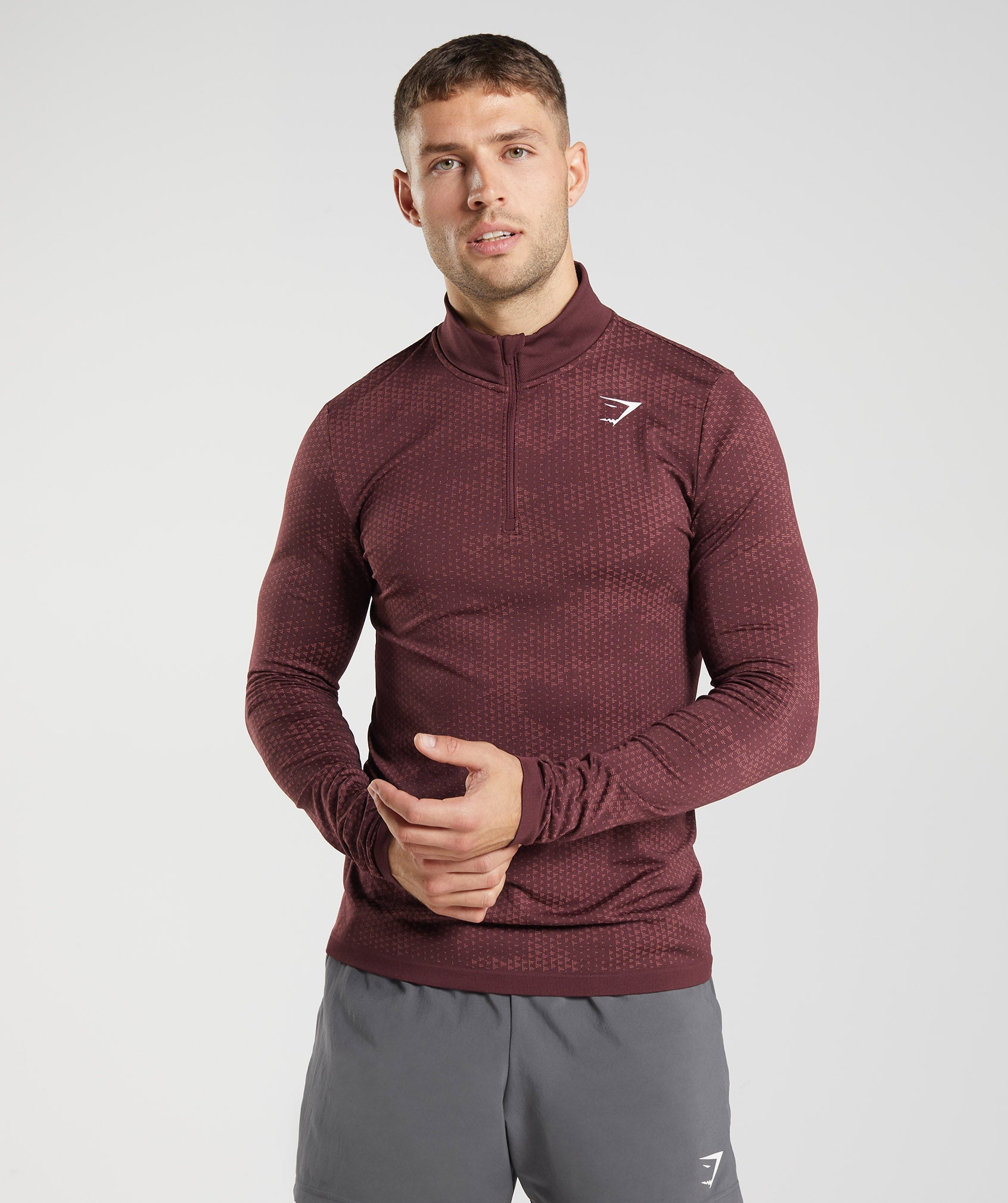 Gymshark Sport Seamless 1/4 Zip - Baked Maroon/Rosewood Red