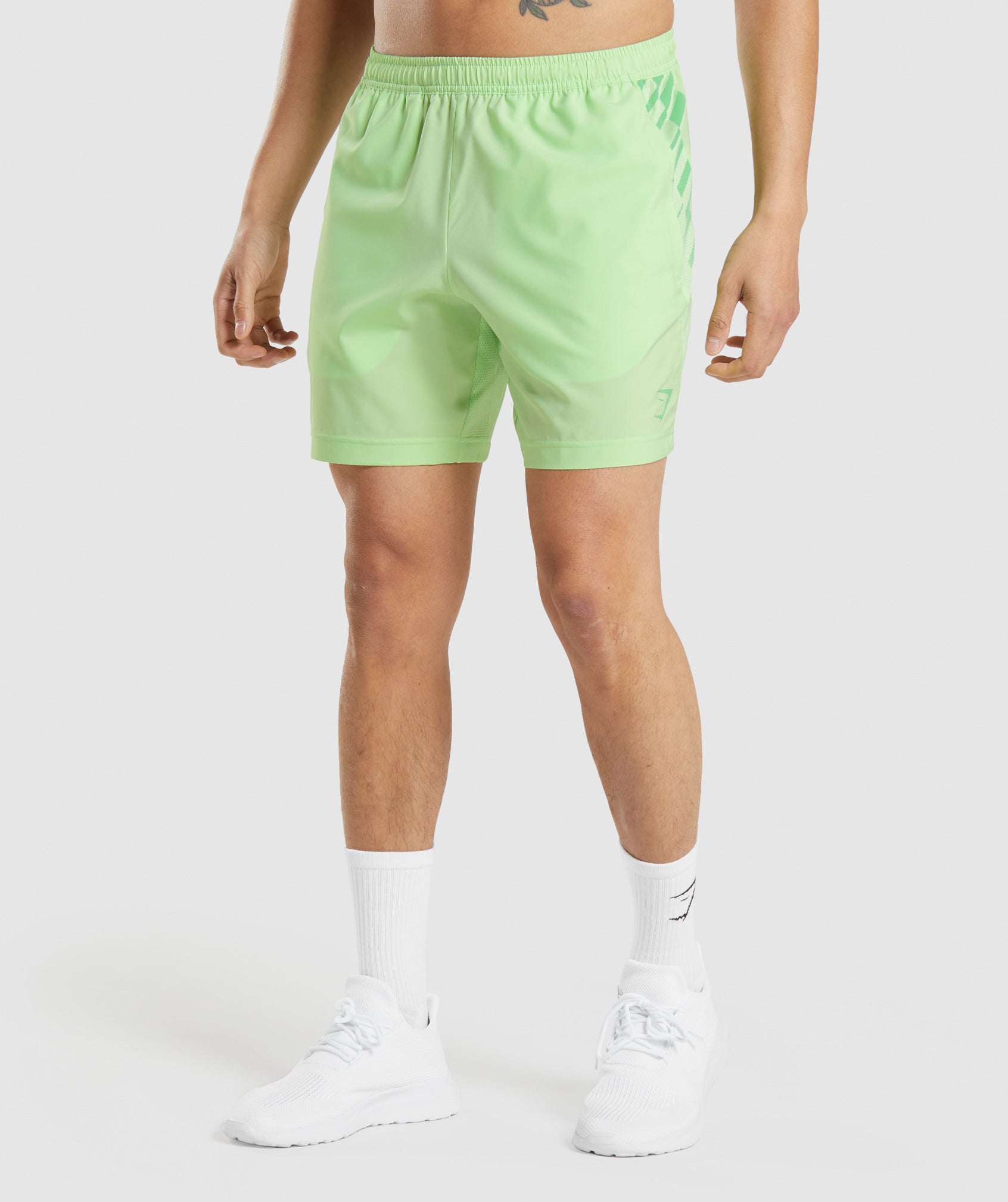 Gymshark Sport Stripe 7 Shorts - Bali Green
