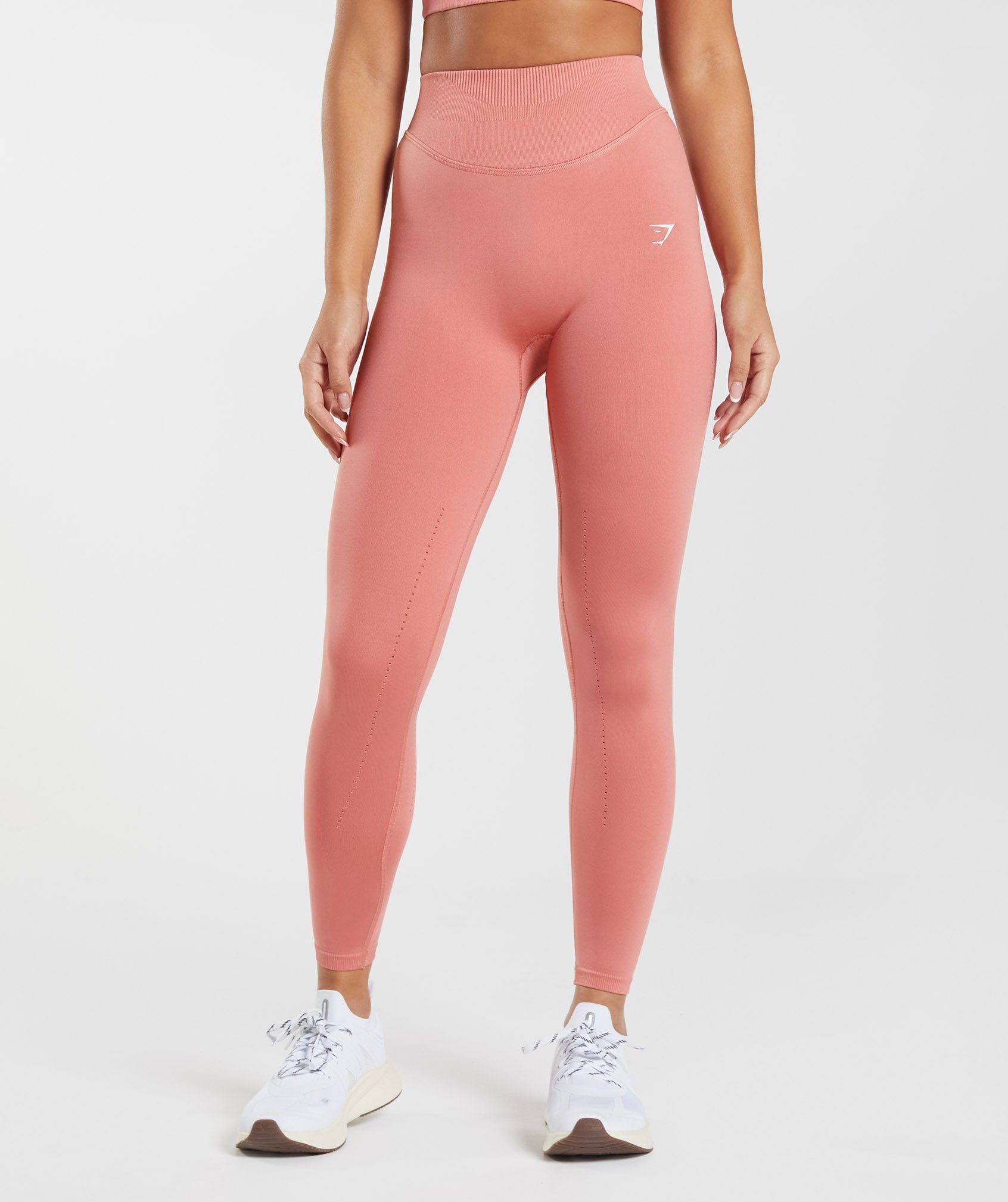 GYMSHARK pink seamless workout leggings , model