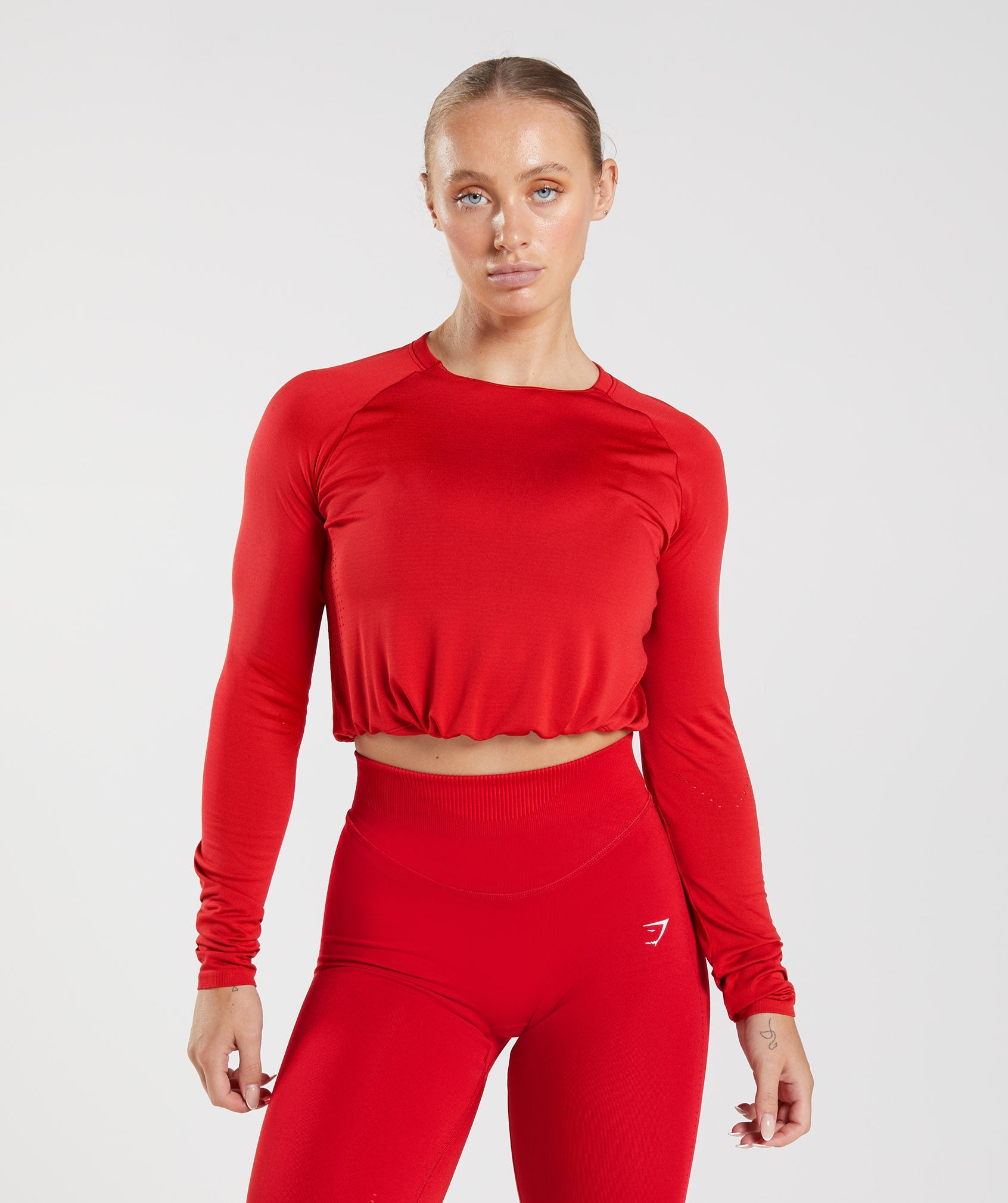 gymshark bright Red Training Long Sleeve Crop Top UK S – Reliked