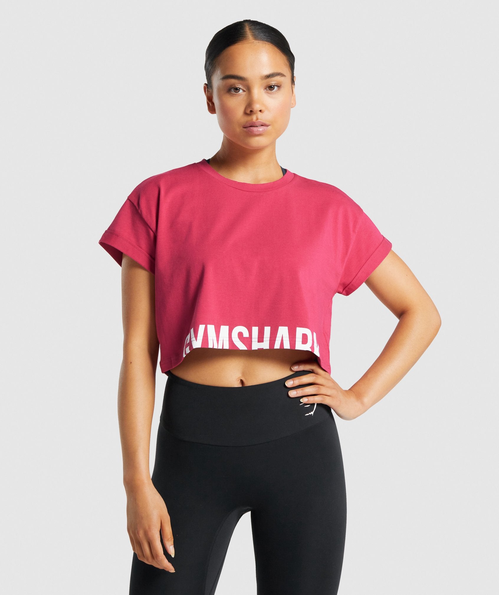 Gymshark Fraction Crop Top Women's Small Dark Red Workout Shirt