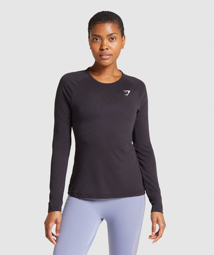 long sleeve black workout top