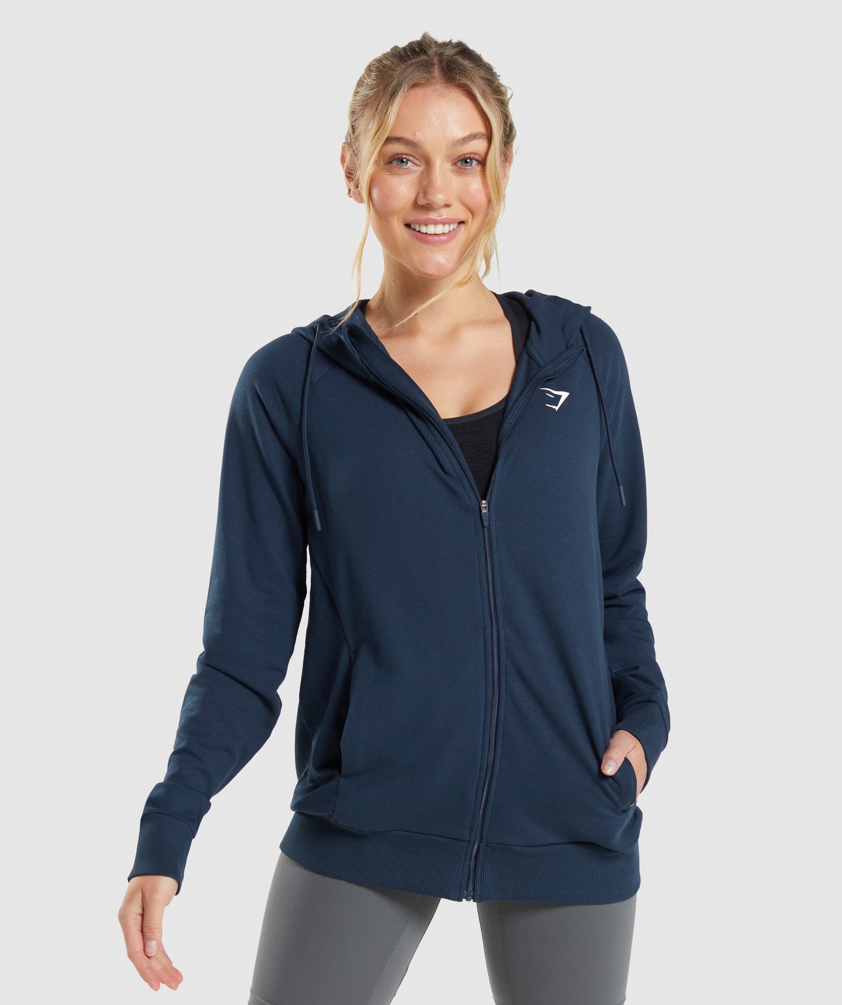 Gymshark Training Fleece Cropped Hoodie - Navy