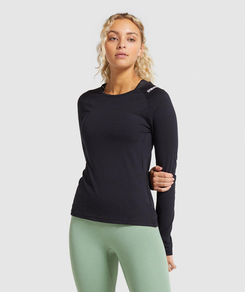 long sleeve black workout top