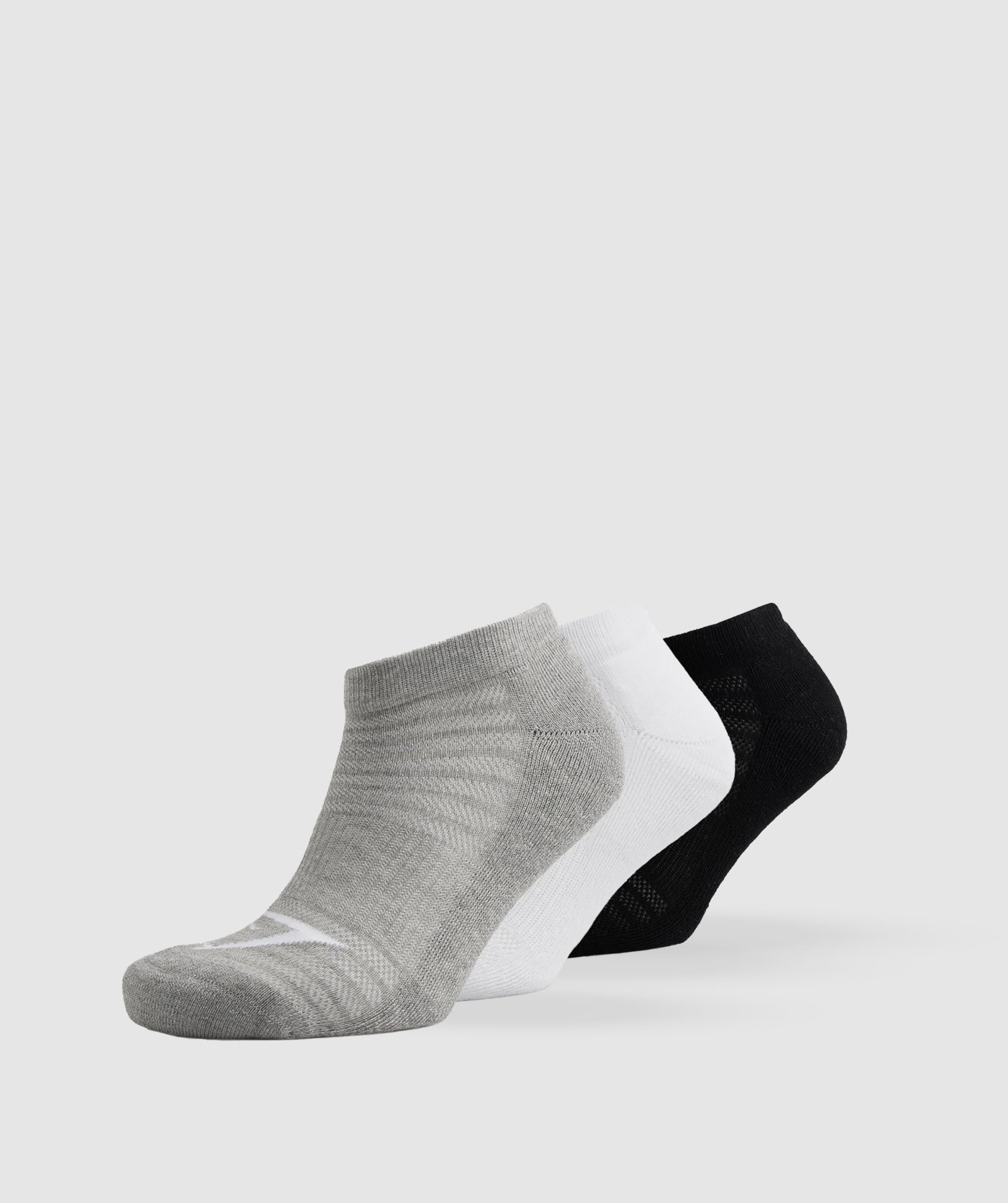 Gymshark Crew Socks 3pk - White/Light Grey Core Marl/Black