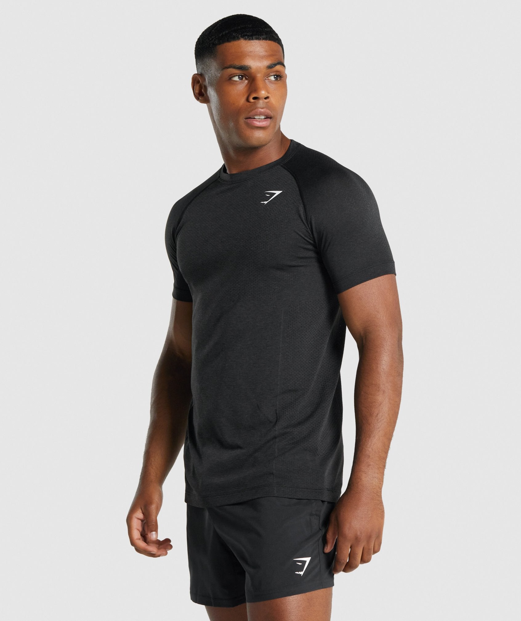 Gymshark, Vital Seamless Long Sleeve Black Marl T-Shirt Size Small