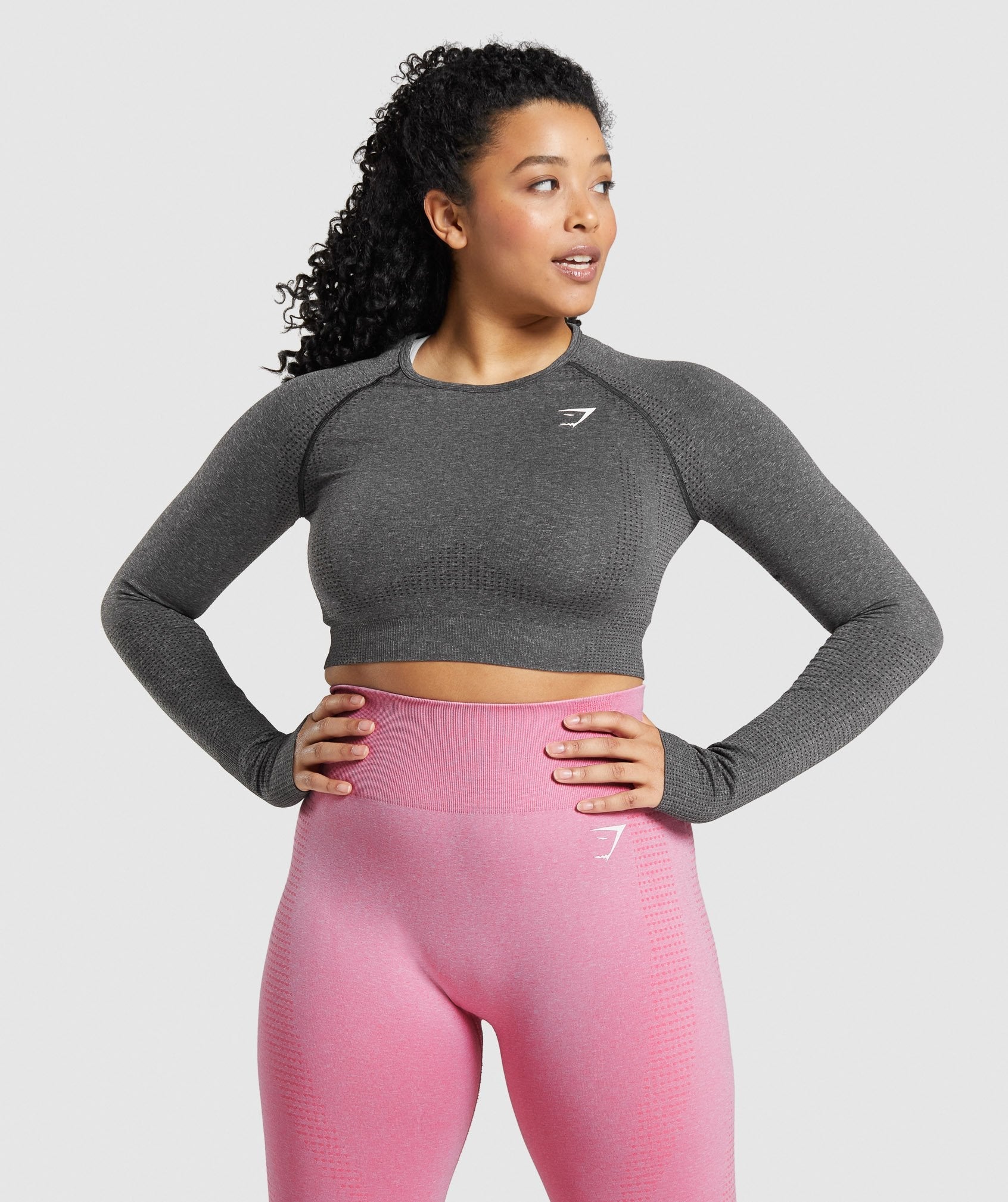 Gymshark Vital Seamless 2.0 Crop Long Sleeve Womens Training Top - Pink