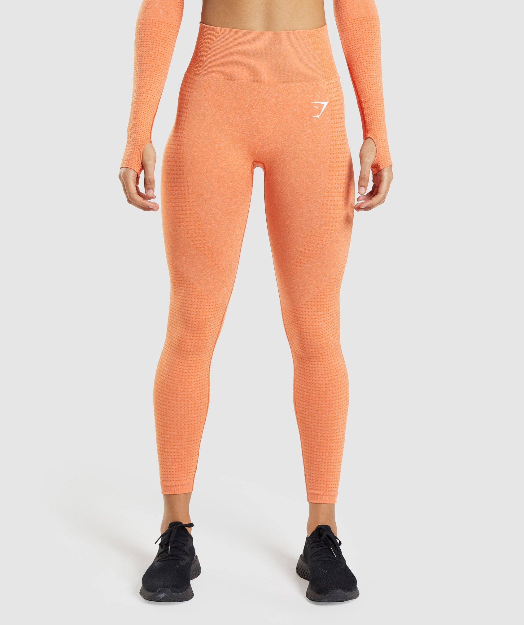 Gymshark Women's WTFlex Linear Seamless Leggings LL7 Gray/Orange