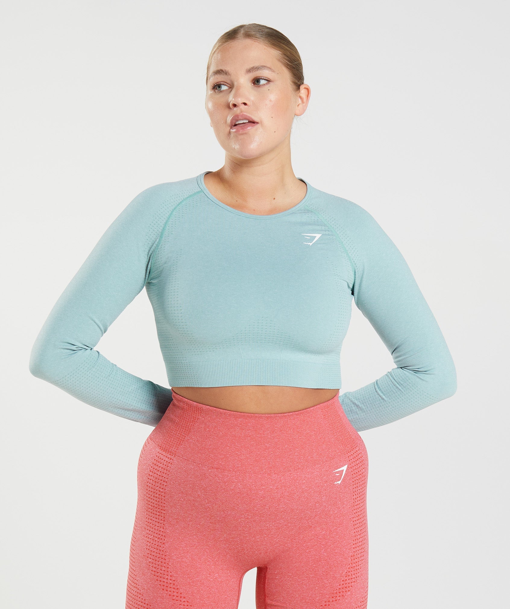 Gymshark Vital Seamless 2.0 Crop Top - Pearl Blue Marl