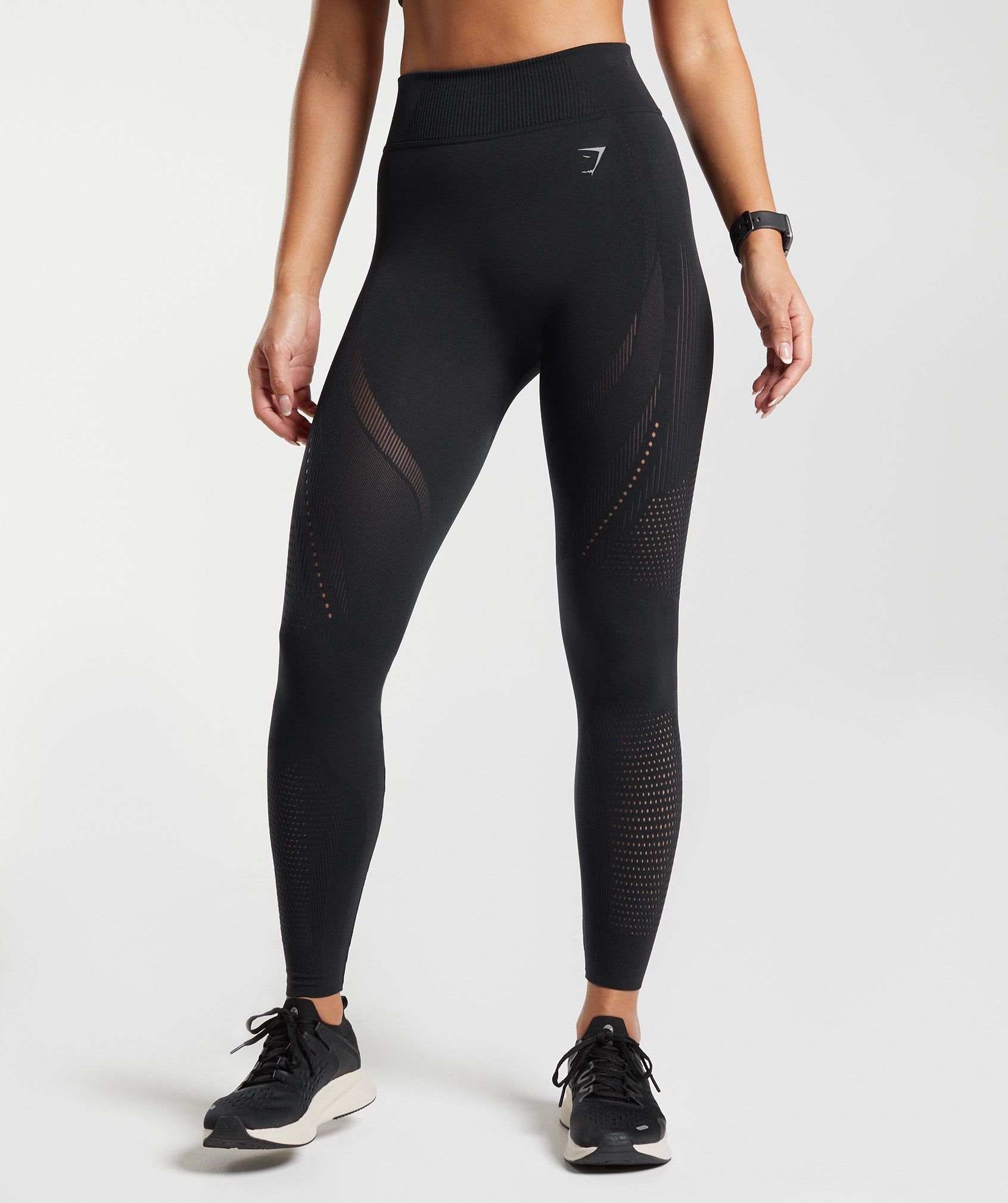 Gymshark Womens Medium Performance Leggings Black Stretch Logo