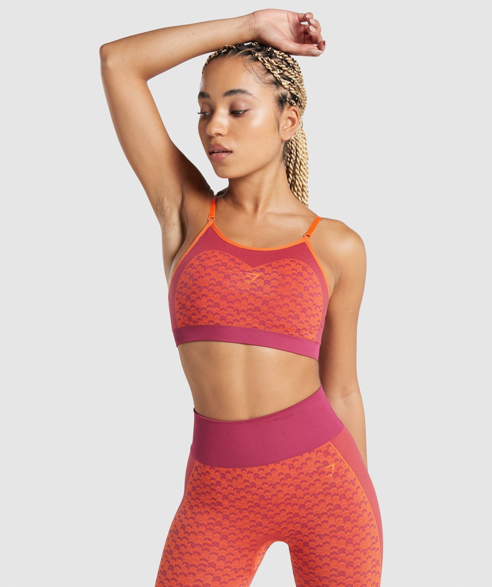 Gymshark WTFlex Seamless Strappy Sports Bra - Chevron, Pink