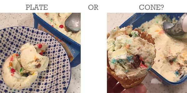 Plate or cone - ice cream