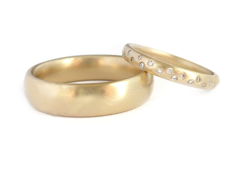 Gold and diamond wedding ring set. Commission by Sue Lane jewellery.
