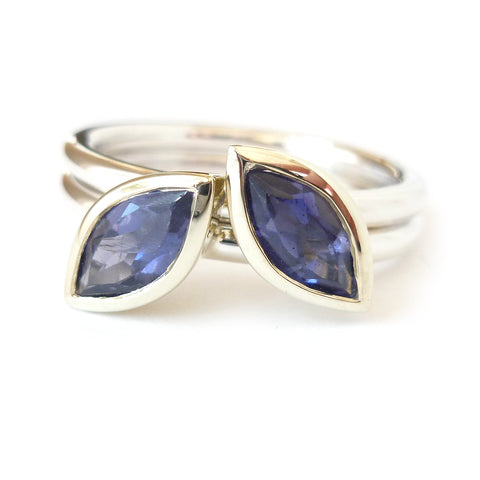 White gold and tanzanite remodelled ring commission by Sue Lane Jewellery UK. Rework re work re-work recycle. Bespoke engagement ring