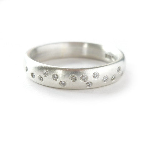 Bespoke and contemporary silver and diamond anniversary ring commission