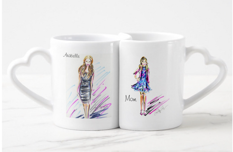 Personalized Ceramic Mug Set with Cris Logan Illustration
