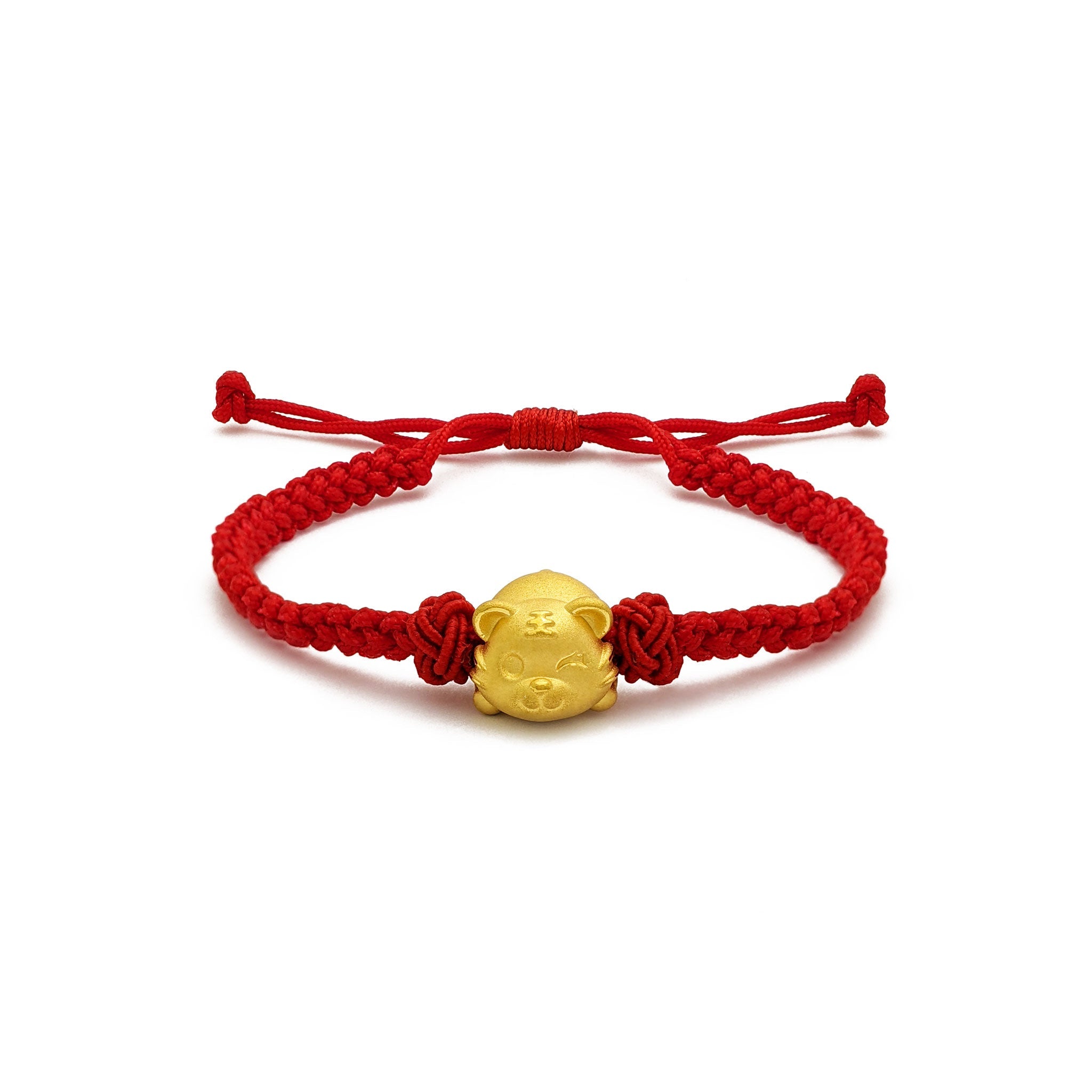 Smiley Tiger Chinese Zodiac Red String Bracelet (24K) – Popular J