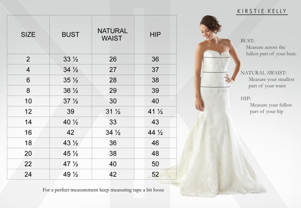 Bridal B2 Size Chart