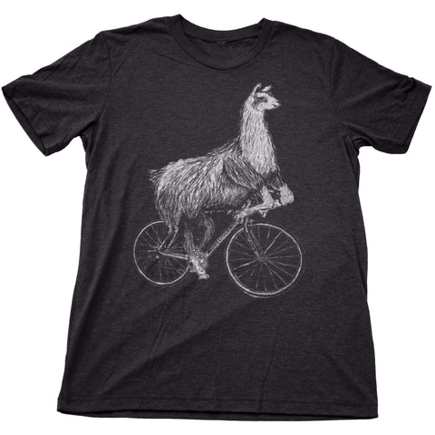 Dark Cycle Clothing Llama on Bicycle T Shirt