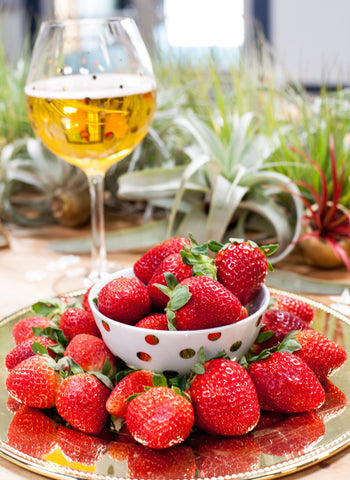 Tillandsia Air Plants Table Settings and a Plate of Strawberries