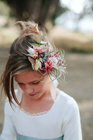 Tillandsia Air Plants Clipped into a Flower Girl's Hair