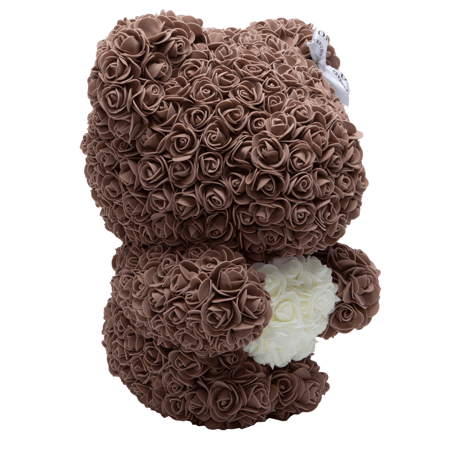 Brown Love Heart Standing Rose Bear Side