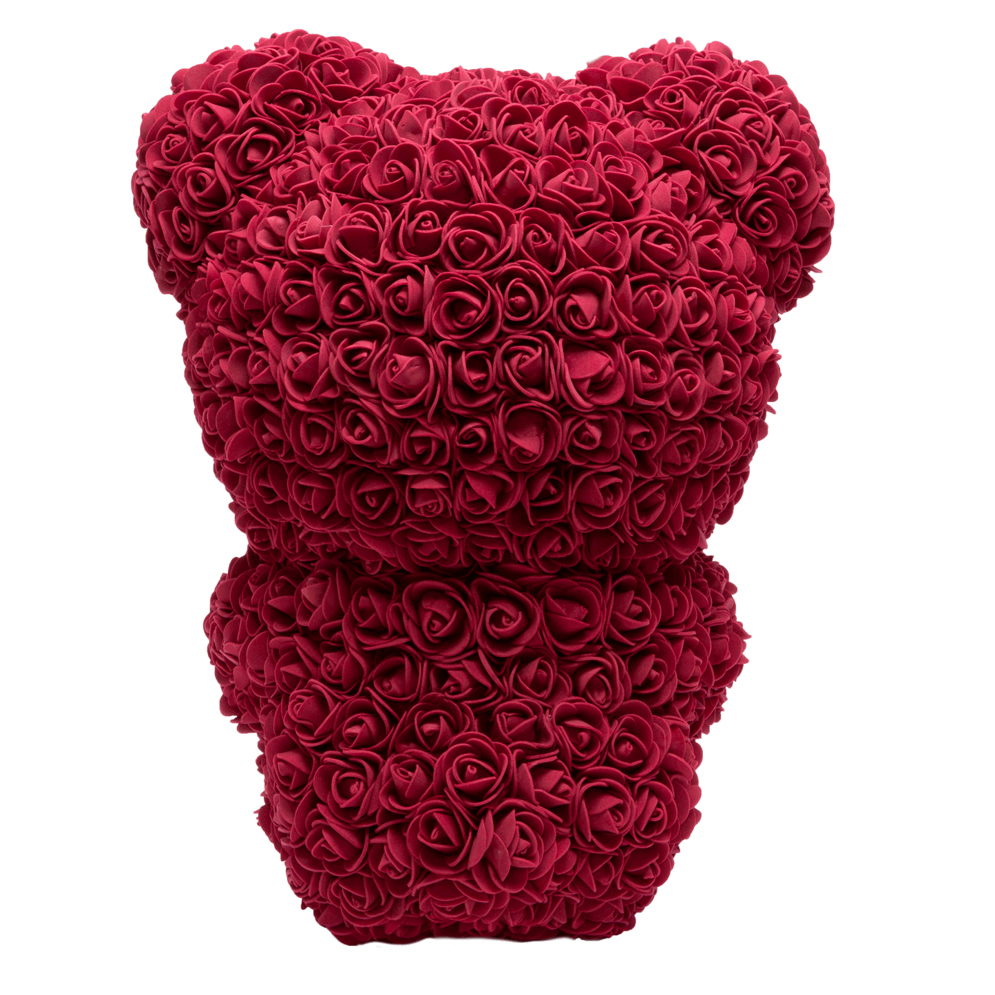 Burgundy Love Heart Standing Rose Bear Back