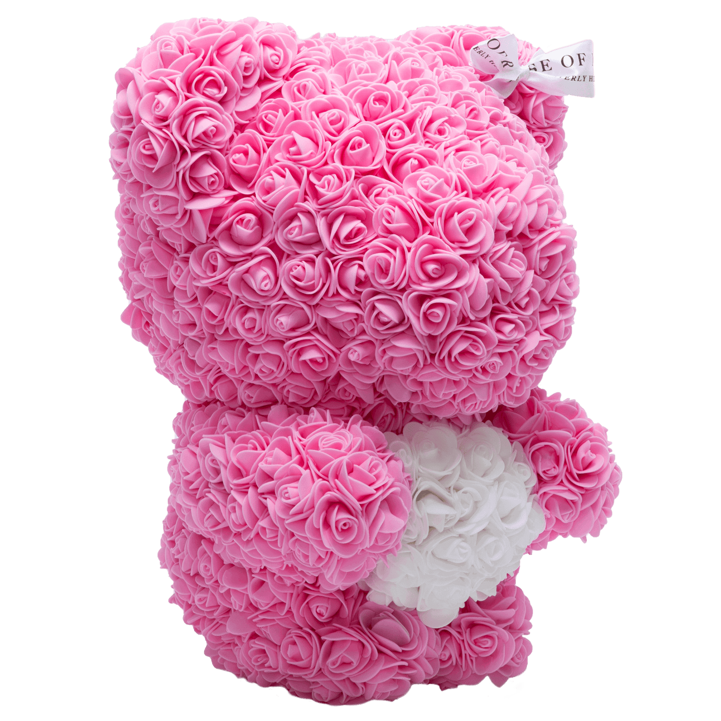 Pink Love Heart Standing Rose Bear Side