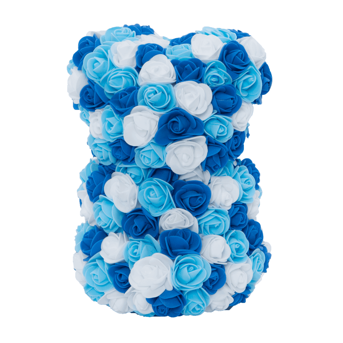 Small Royal Blue & White Rose Bear Back