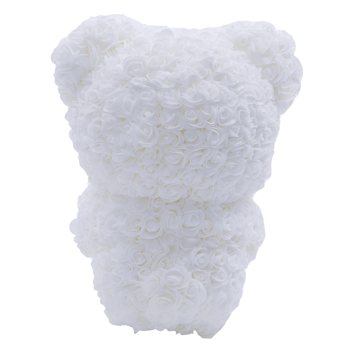 White Love Heart Standing Rose Bear Back