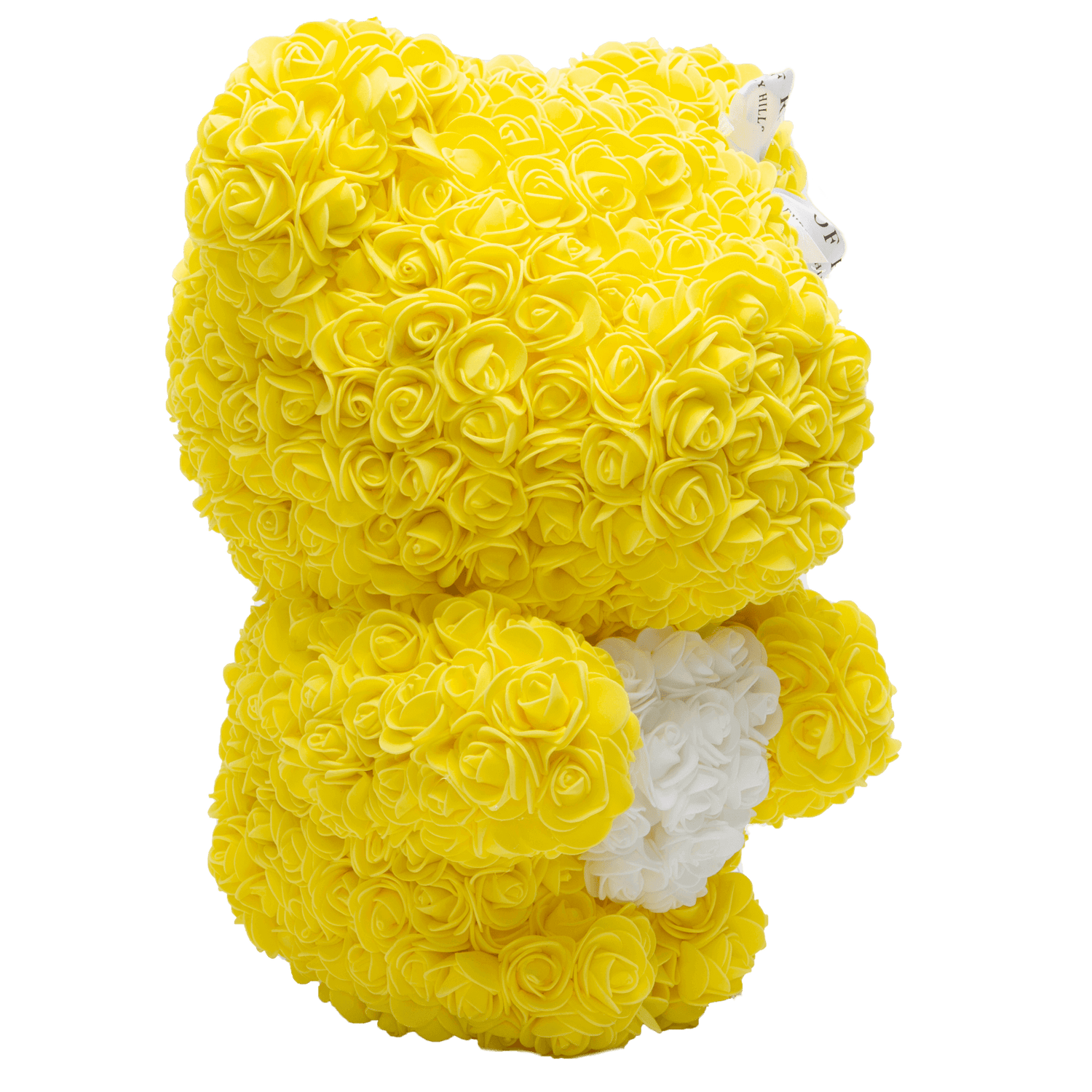 Yellow Love Heart Standing Rose Bear Side